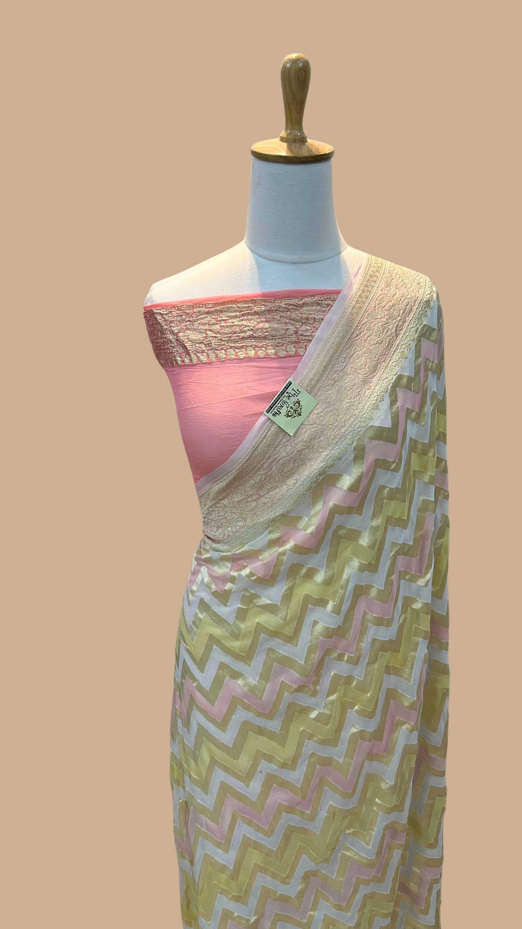 Khaddi Georgette Handloom Banarasi Saree