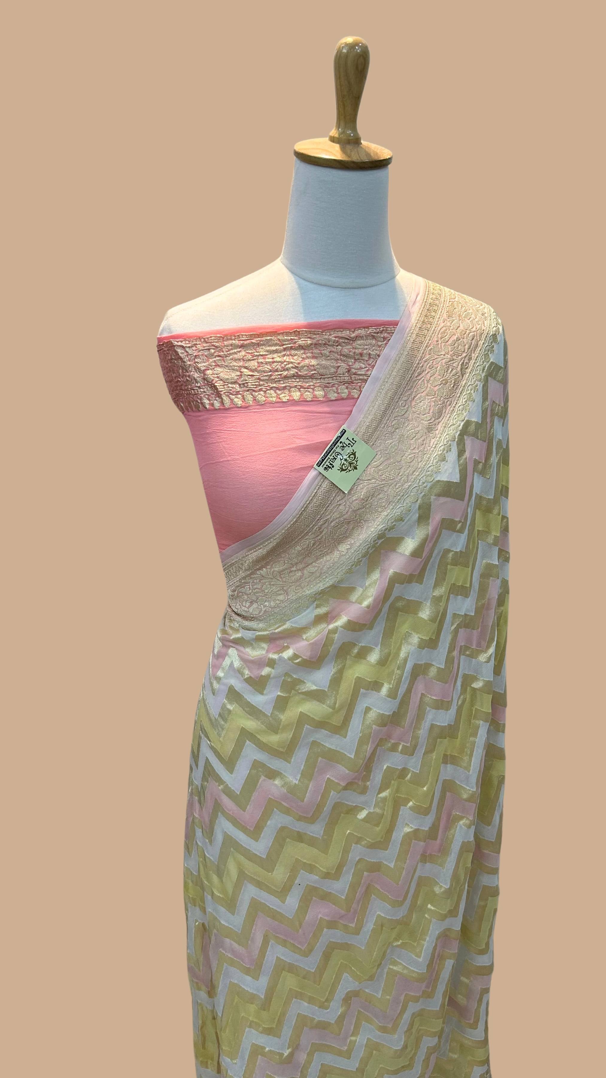 Khaddi Georgette Handloom Banarasi Saree