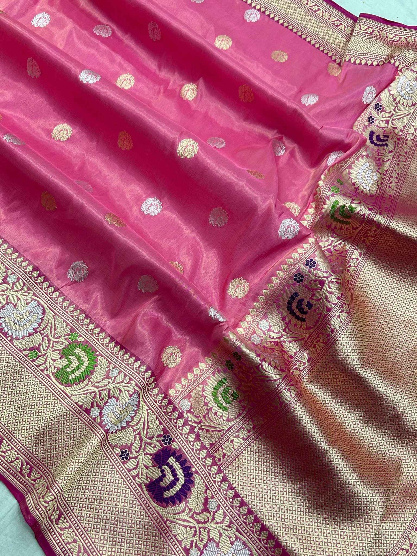 Pure Tissue Silk Handloom Banarasi Saree with kadhua sona roopa border & buta