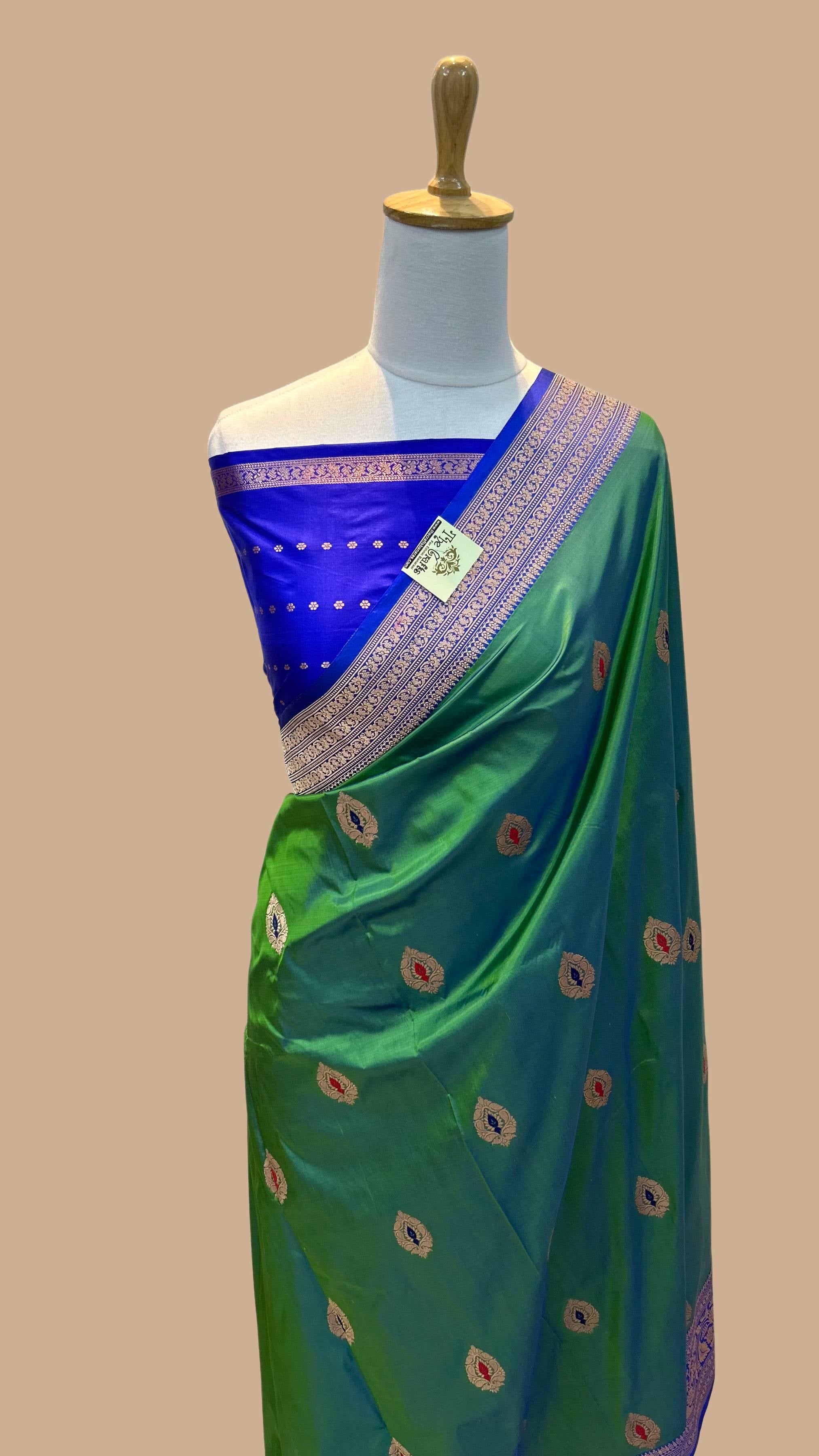 Pure Katan Silk Handloom Banarasi Saree - Buta Meena