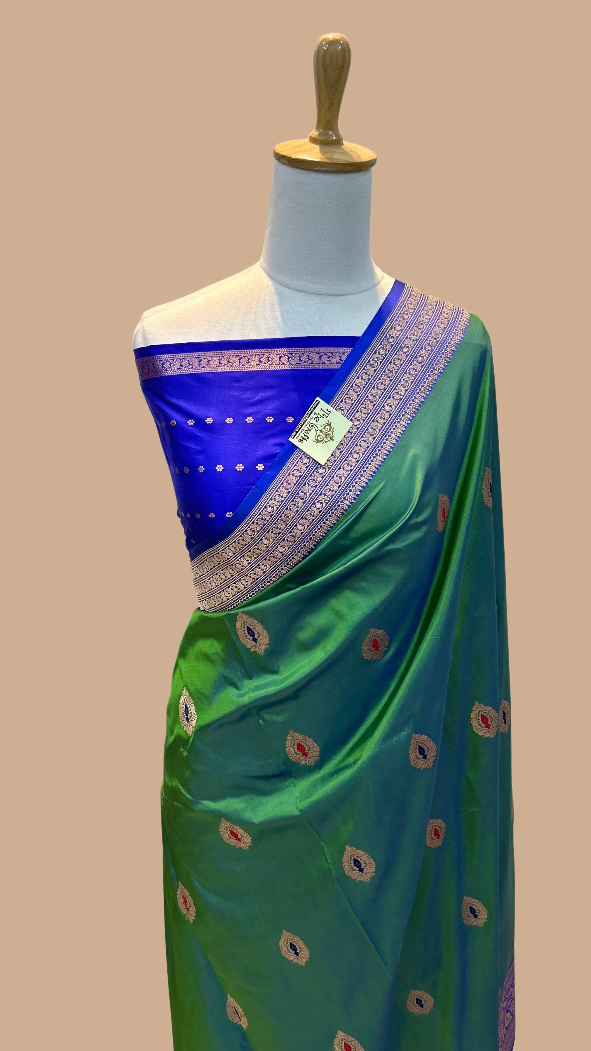 Pure Katan Silk Handloom Banarasi Saree - Buta Meena