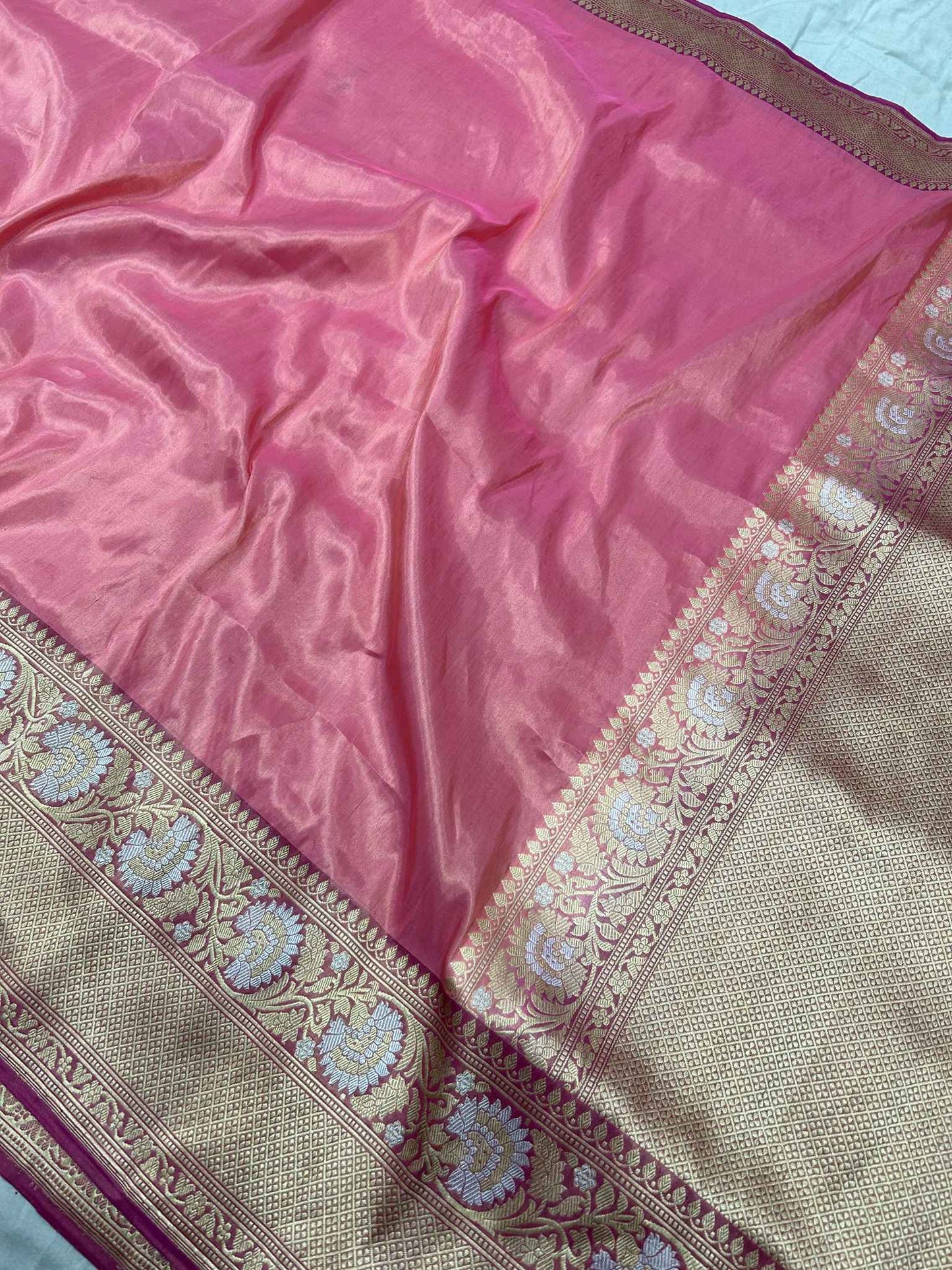 Pure Tissue Silk Handloom Banarasi Saree with kadhua sona roopa border