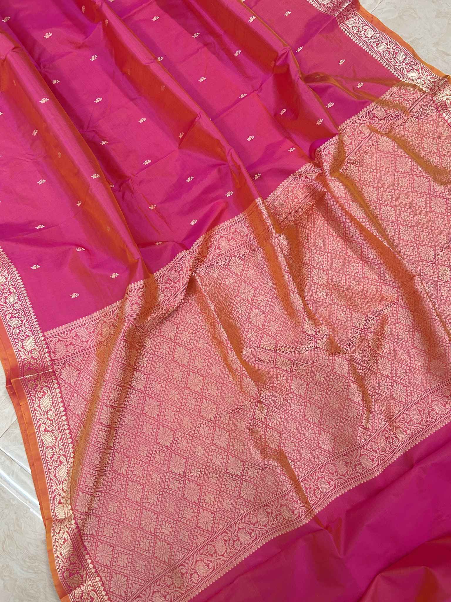 Pure Katan Silk Handloom Banarasi Saree - Chunri Buti