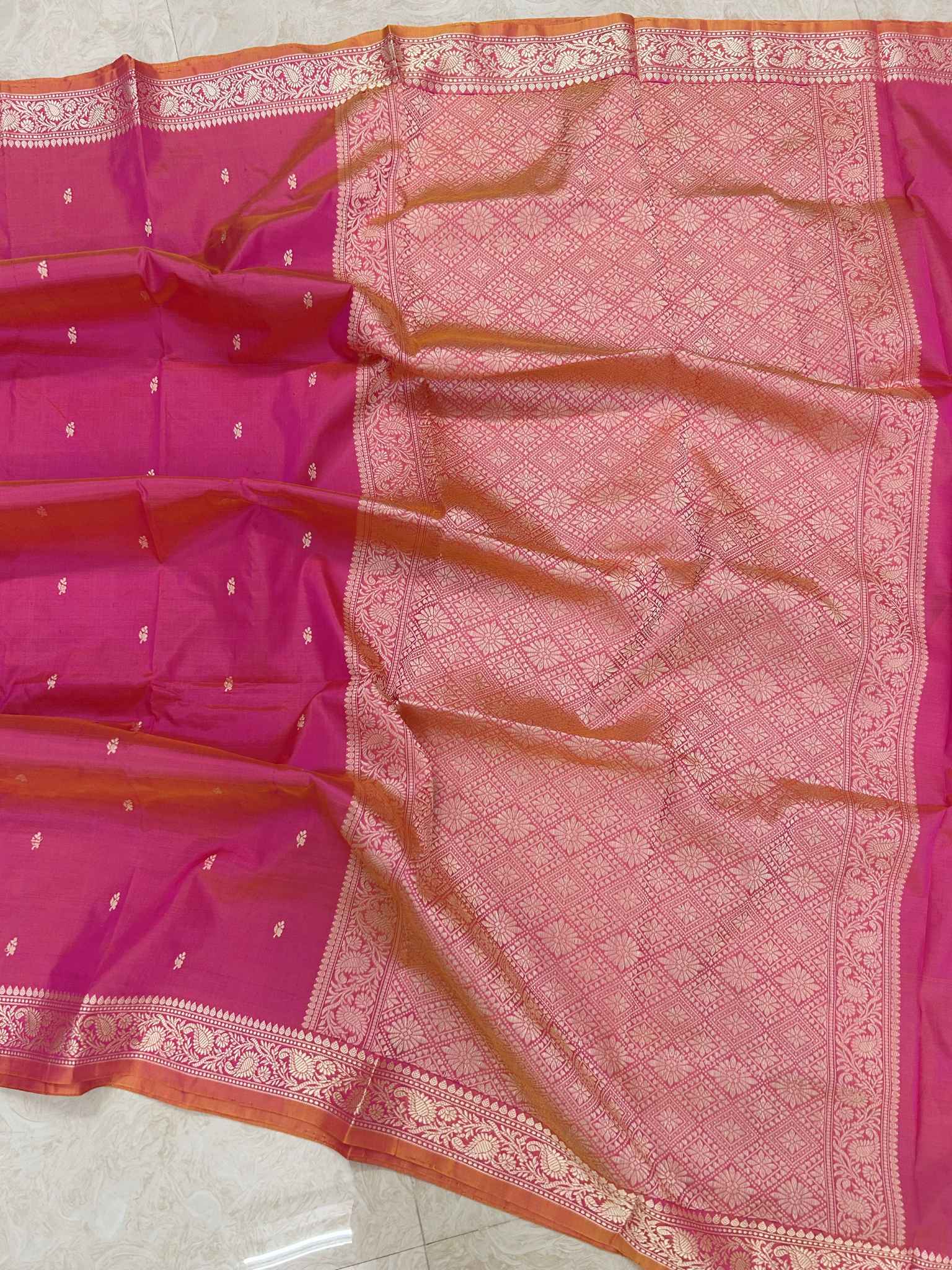 Pure Katan Silk Handloom Banarasi Saree - Chunri Buti