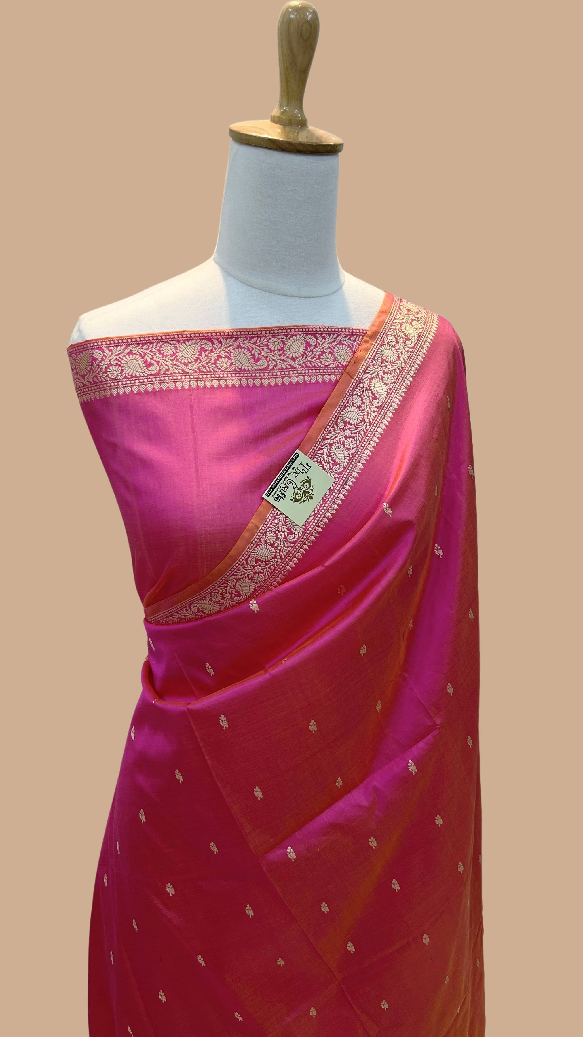 Pure Katan Silk Handloom Banarasi Saree - Chunri Buti