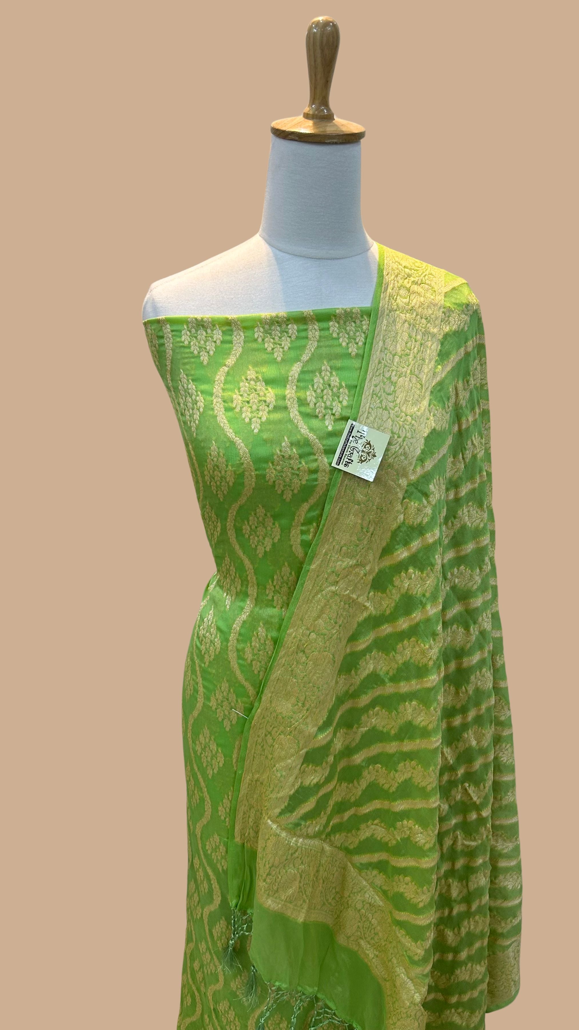 Pure Khaddi Chiffon Banarasi Dress Material The Crafts Banaras Pure Khaddi Chiffon Banarasi Dress Material The Crafts Banaras