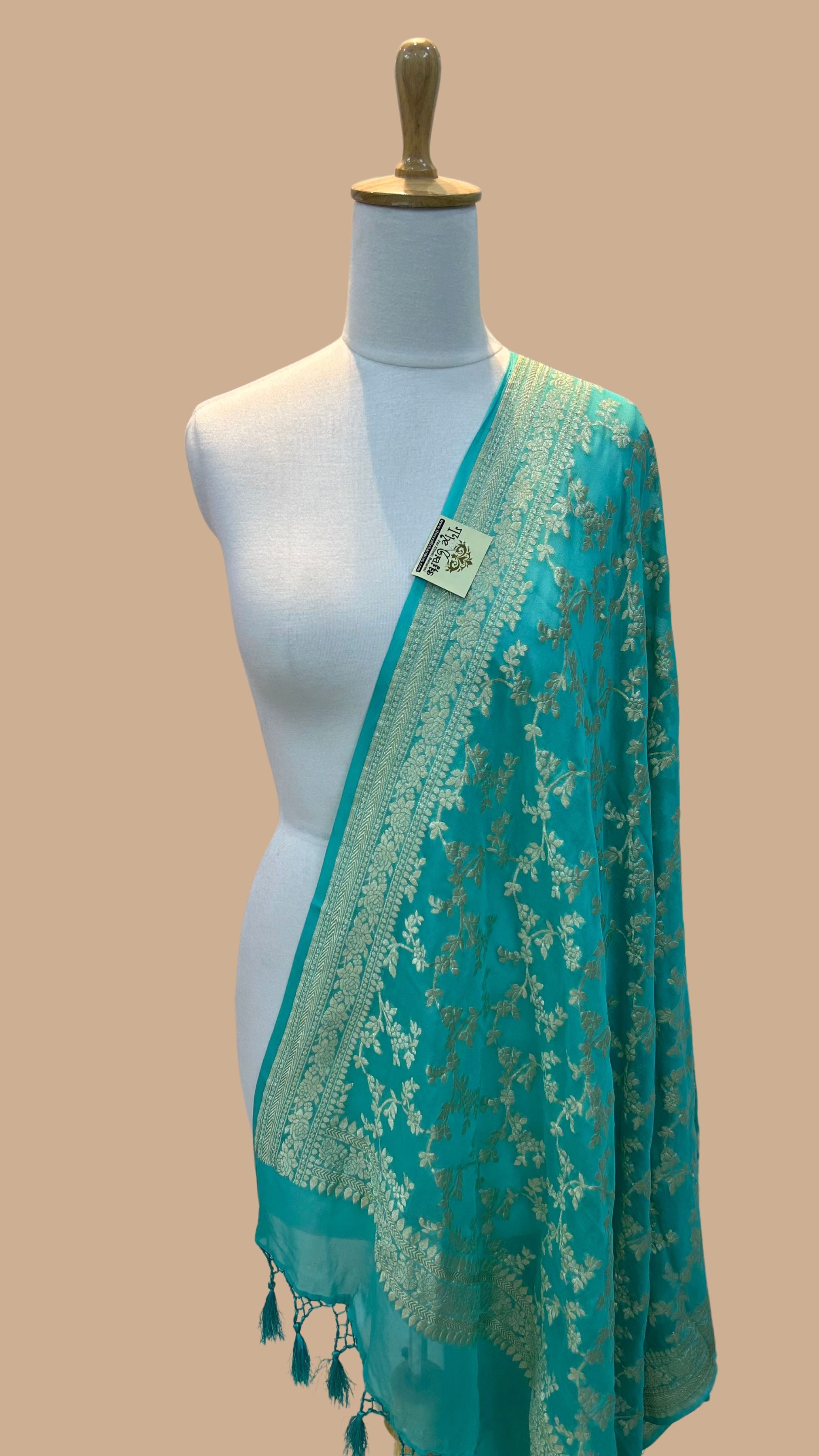 Khaddi Georgette Banarasi Dupatta - Water Zari