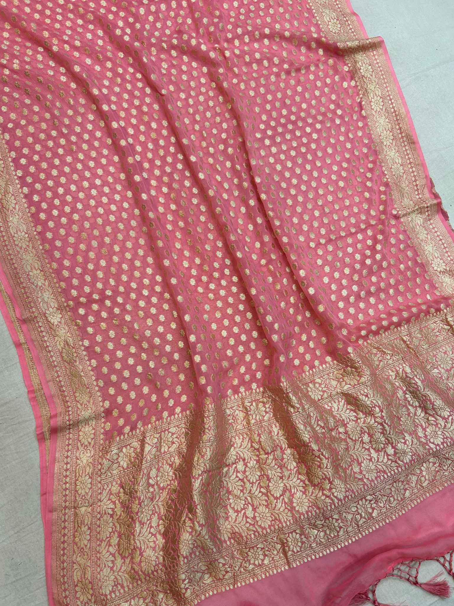 Khaddi Georgette Banarasi Dupatta - Water Zari