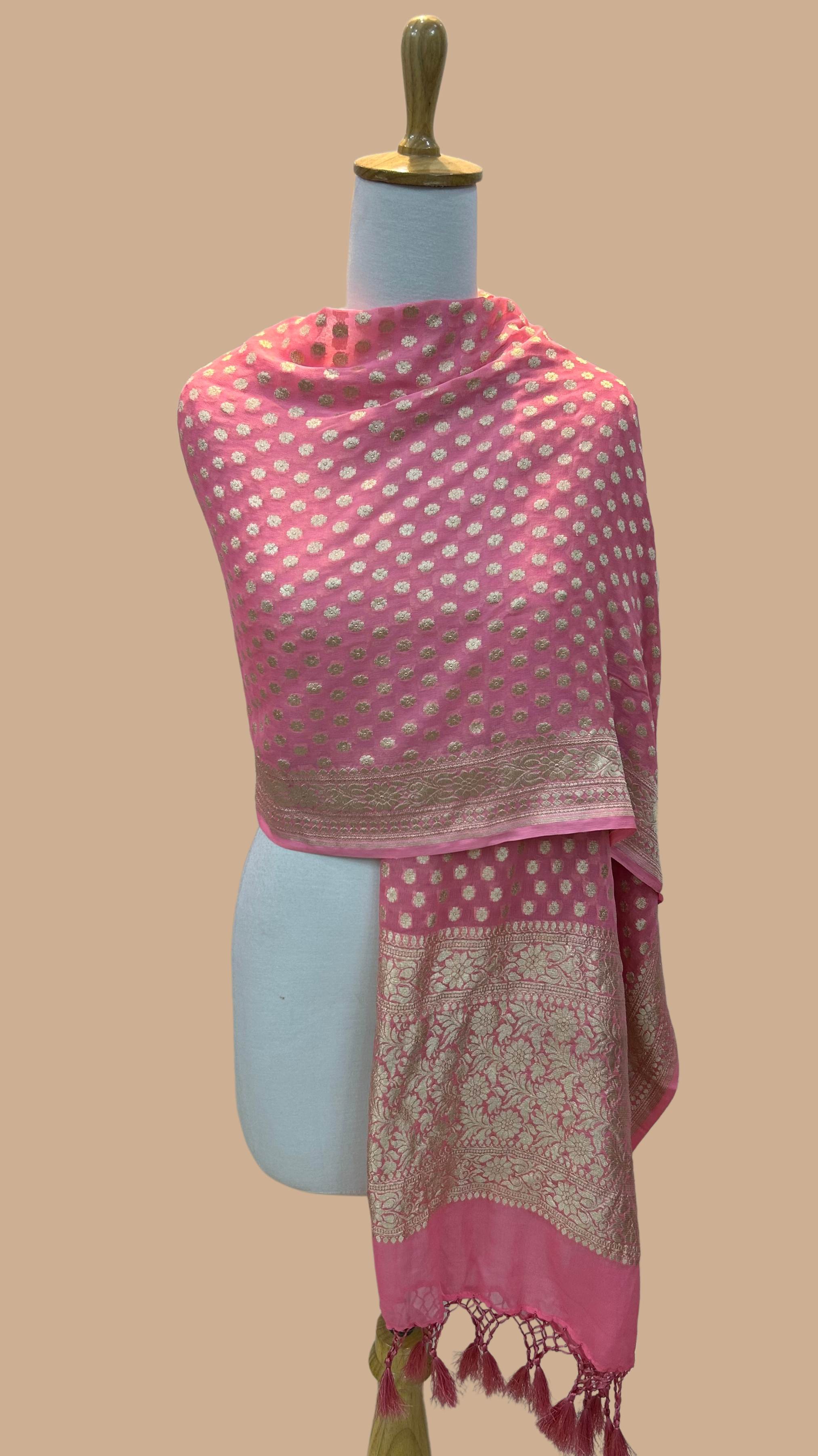 Khaddi Georgette Banarasi Dupatta - Water Zari