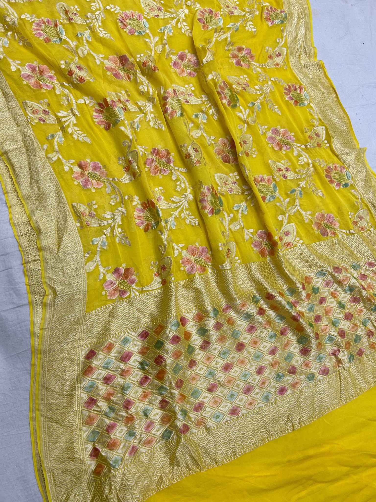 Khaddi Georgette Handloom Banarasi Saree