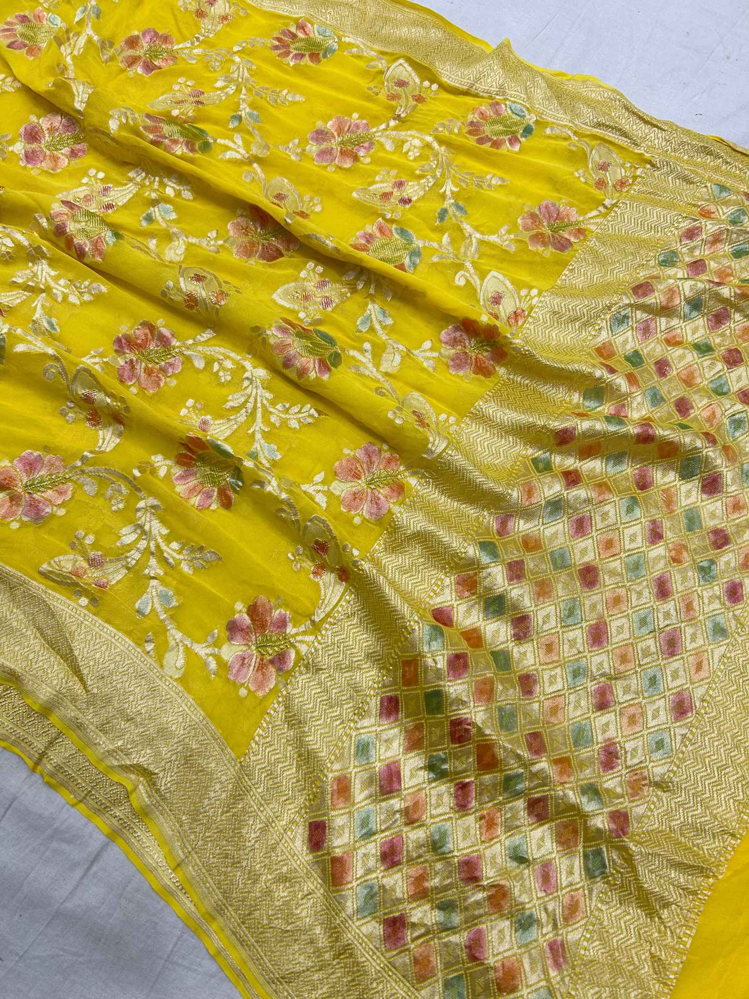 Khaddi Georgette Handloom Banarasi Saree