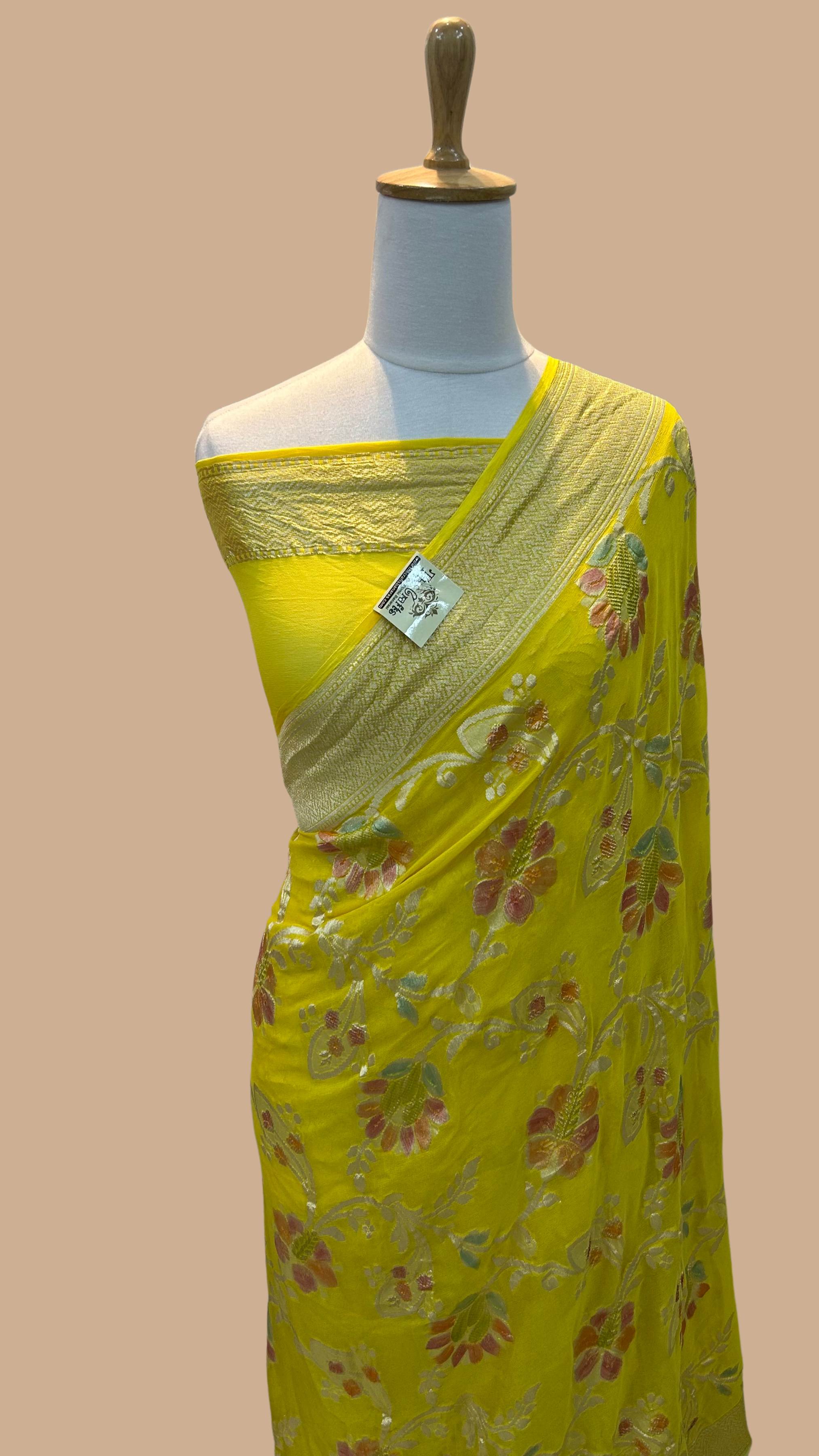 Khaddi Georgette Handloom Banarasi Saree