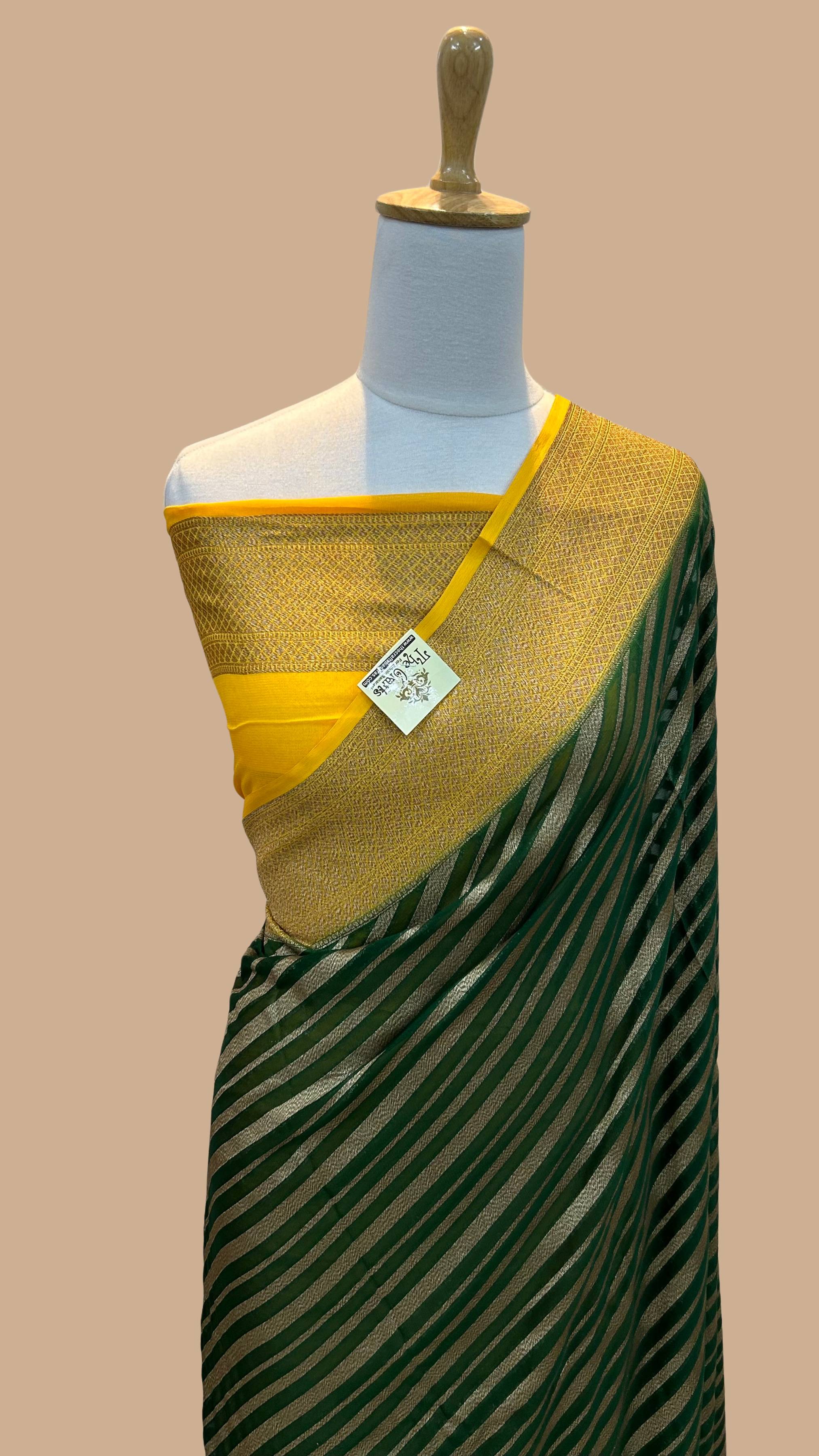 Khaddi Georgette Banarasi Saree - Antique Zari