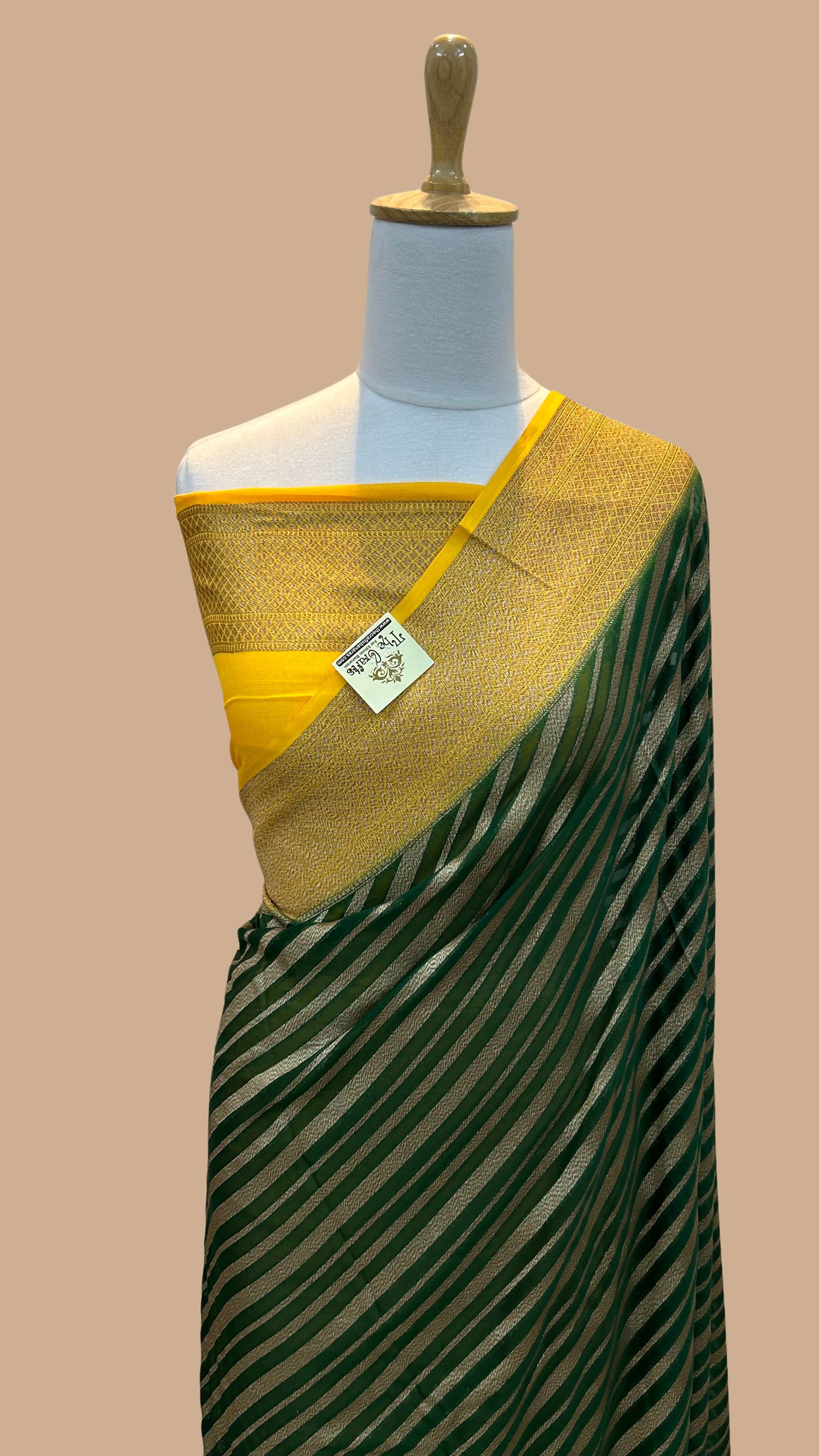 Khaddi Georgette Banarasi Saree - Antique Zari