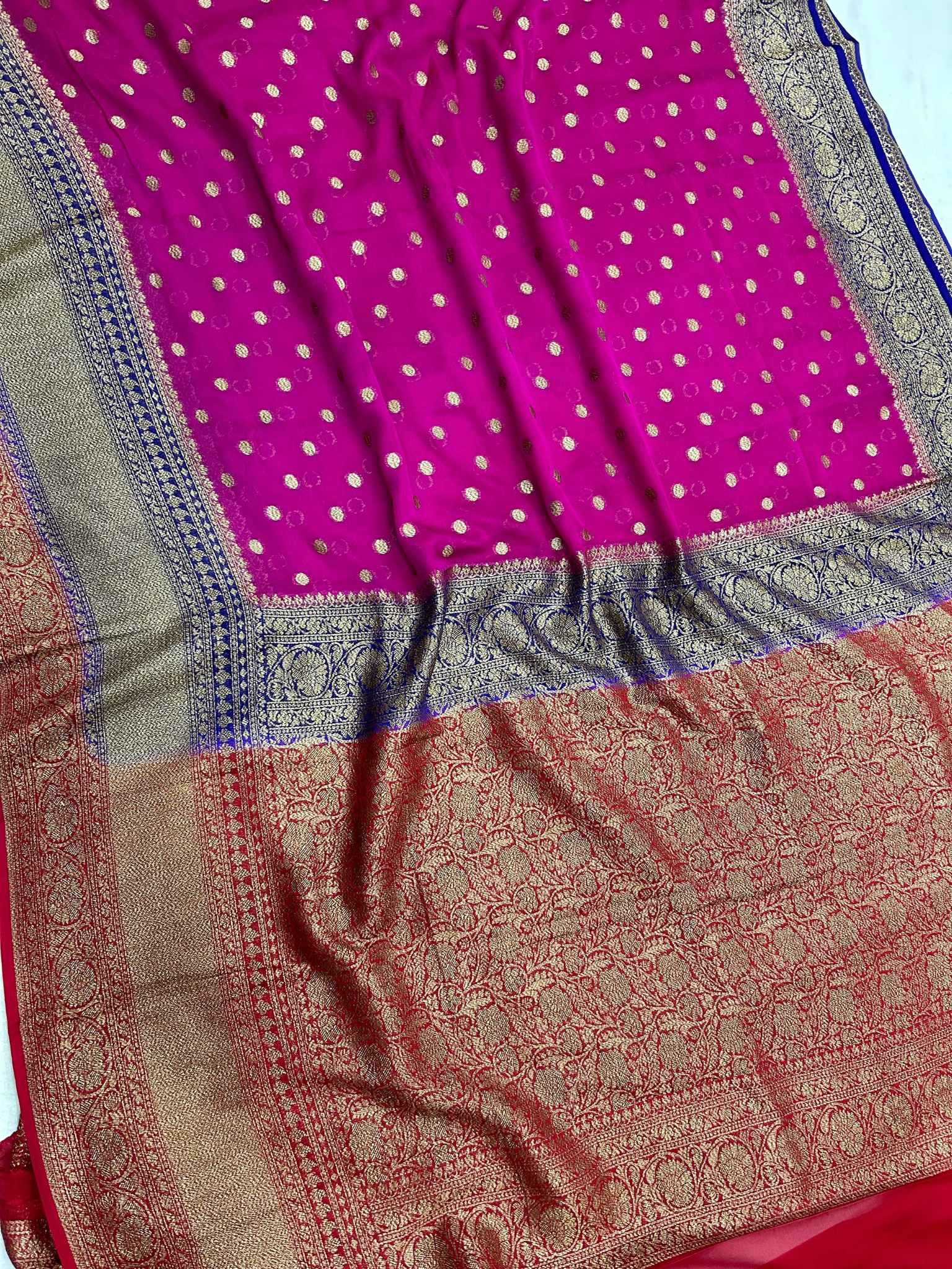 Khaddi Georgette Banarasi Saree - Antique Zari