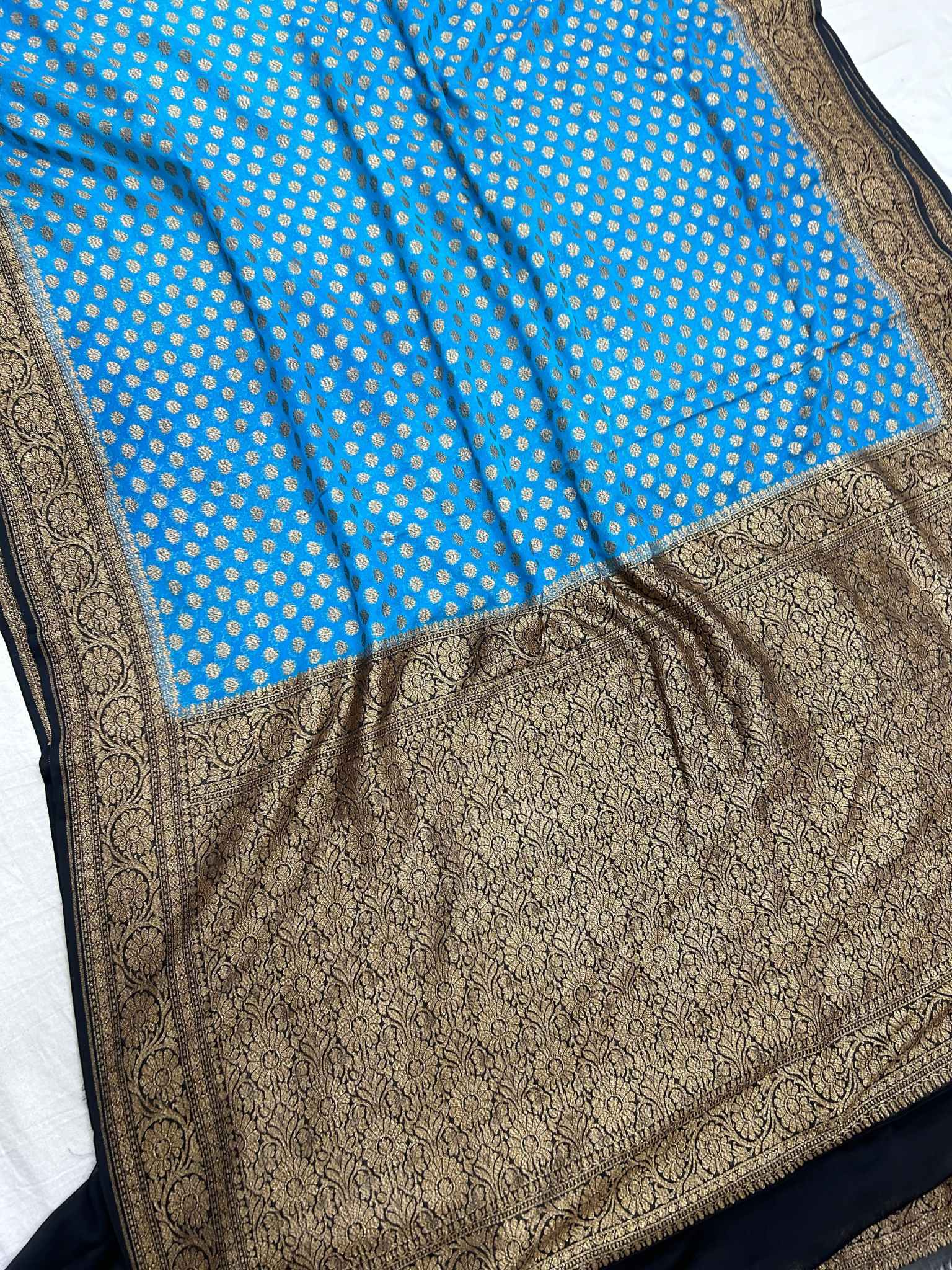 Khaddi Georgette Banarasi Saree - Antique Zari