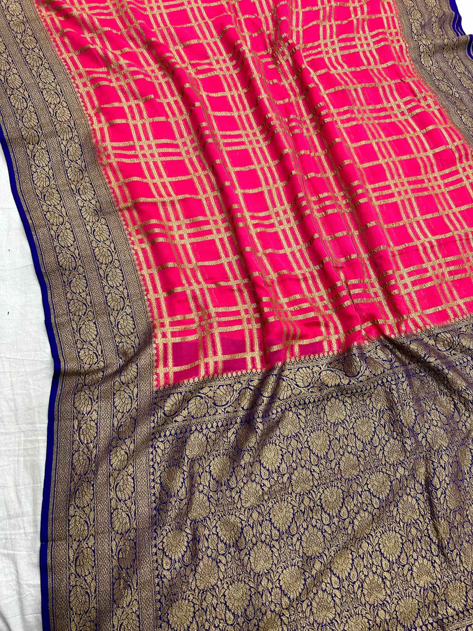 Khaddi Georgette Banarasi Saree - Antique Zari