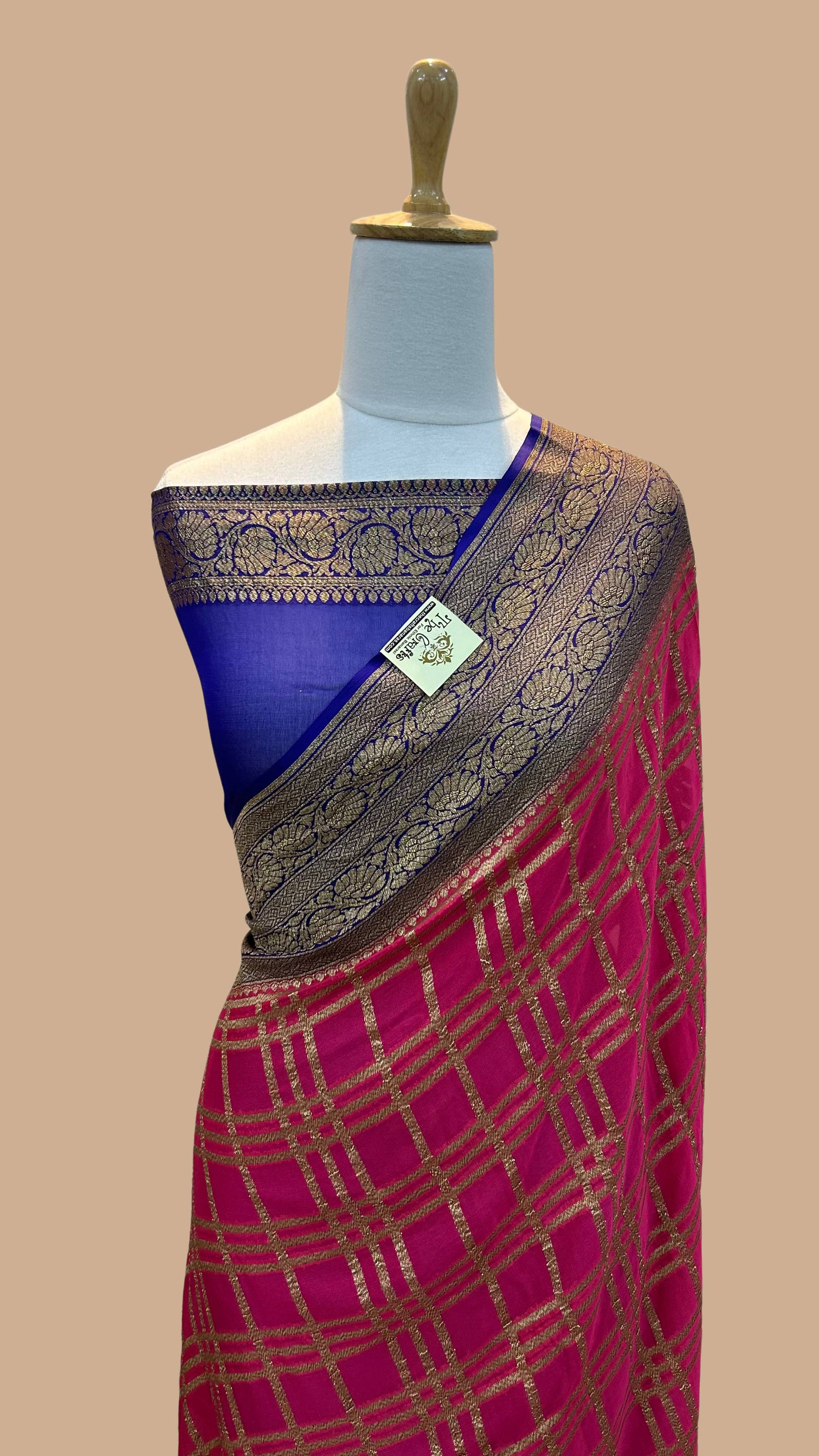 Khaddi Georgette Banarasi Saree - Antique Zari