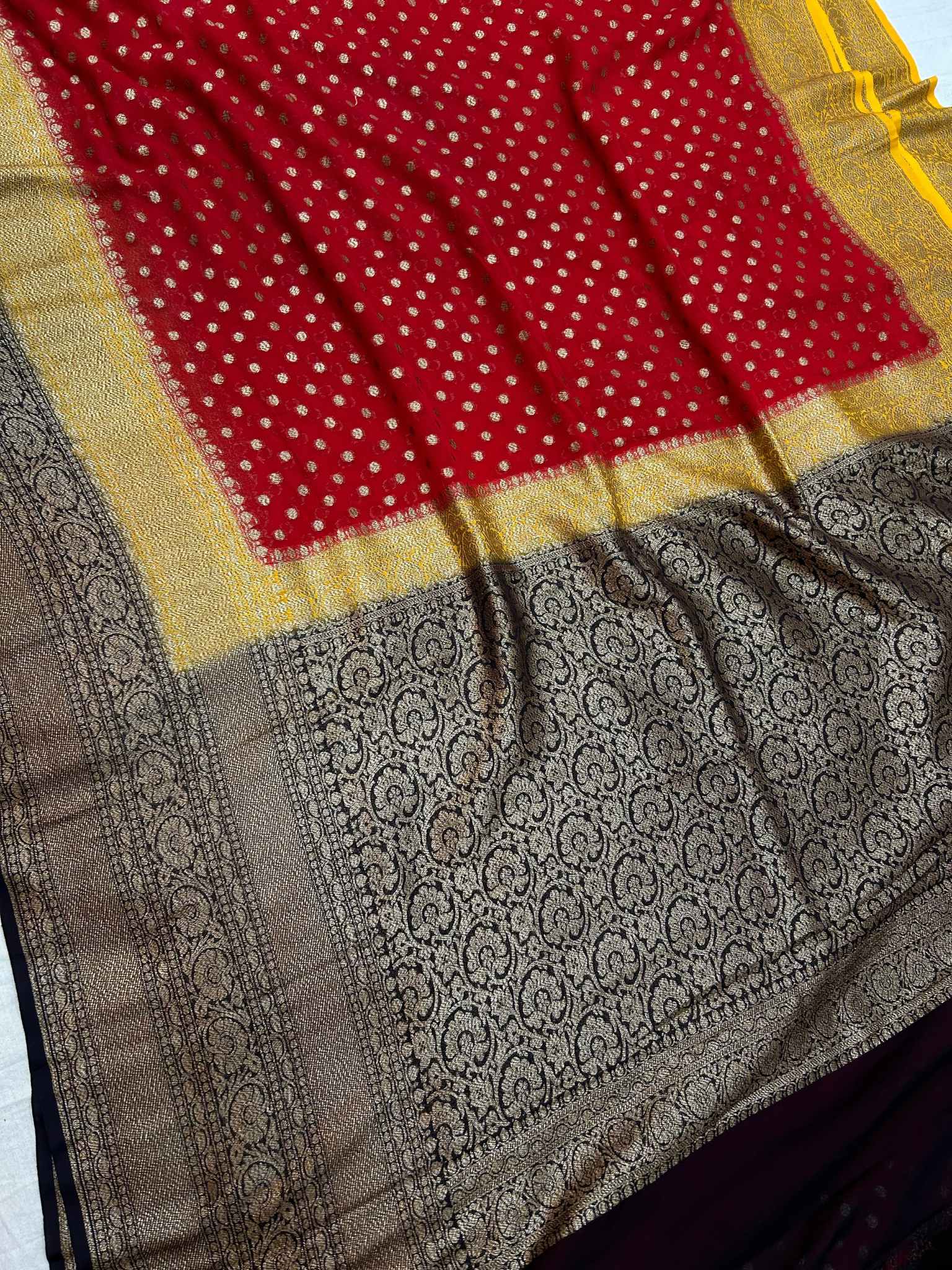 Khaddi Georgette Banarasi Saree - Antique Zari