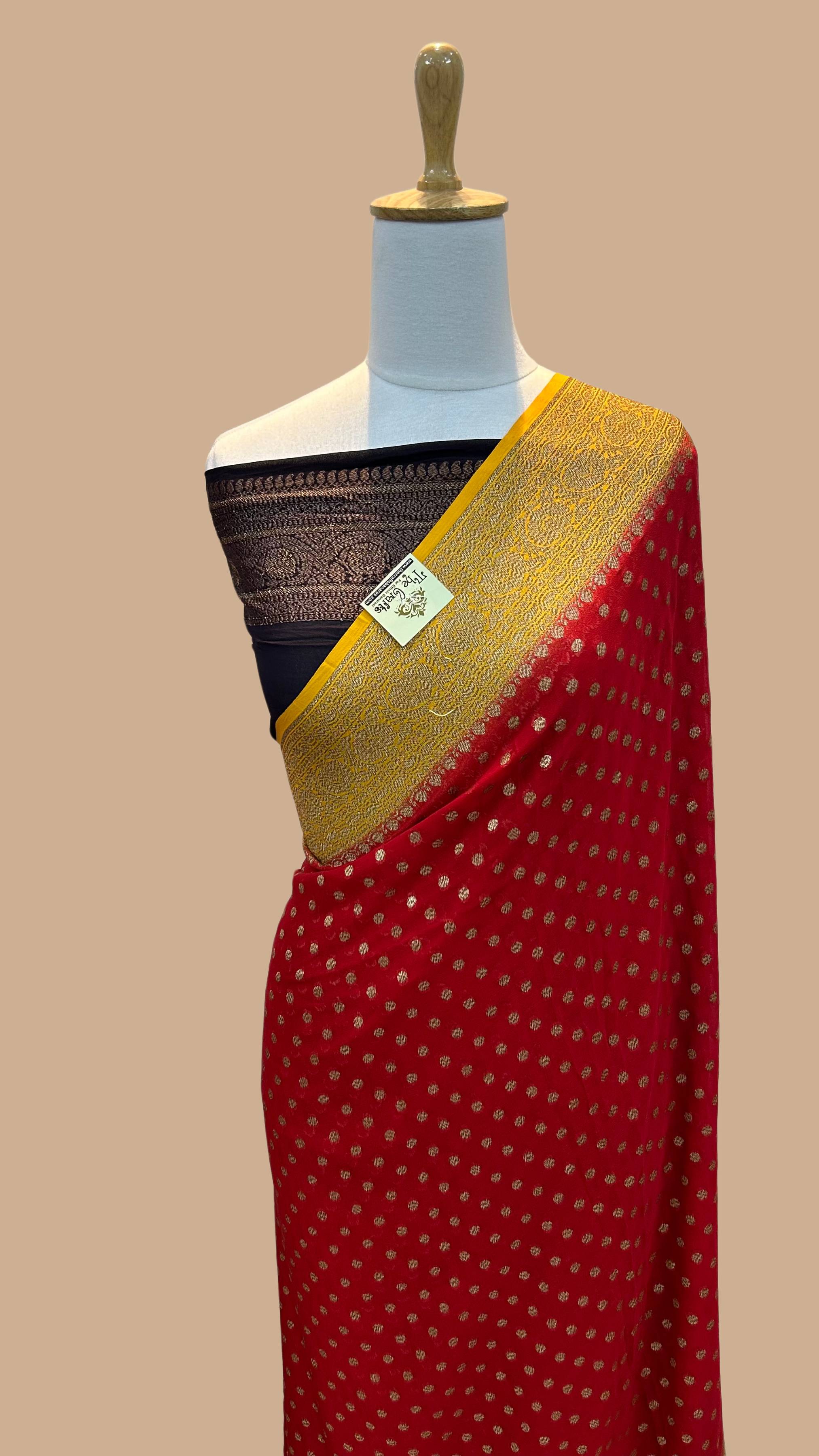 Khaddi Georgette Banarasi Saree - Antique Zari