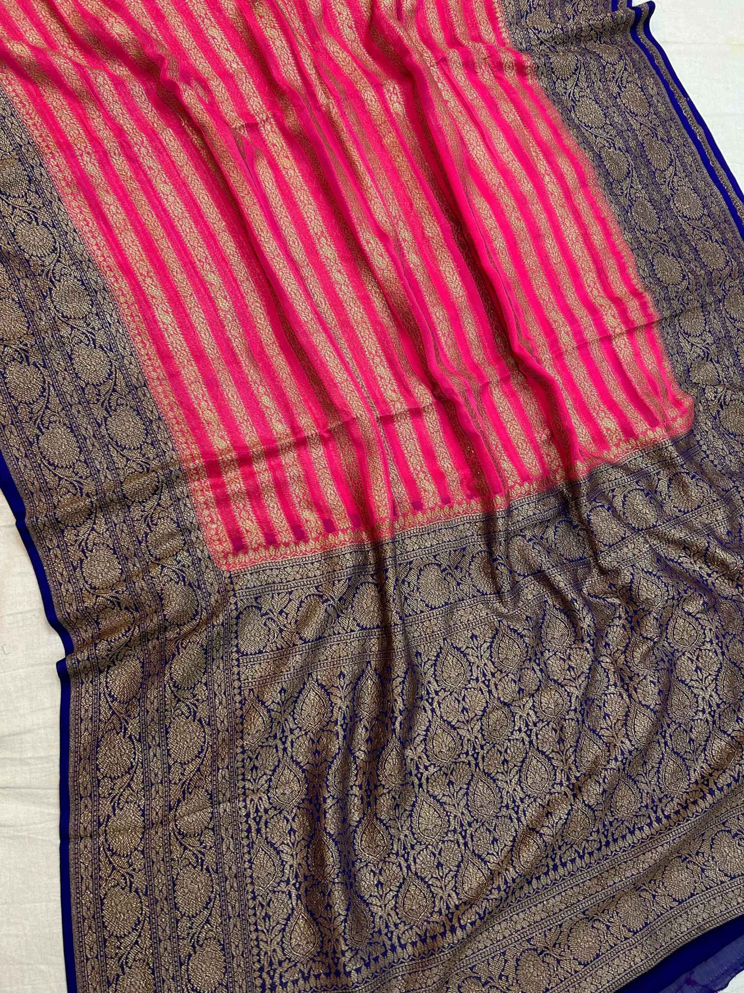 Khaddi Georgette Banarasi Saree - Antique Zari