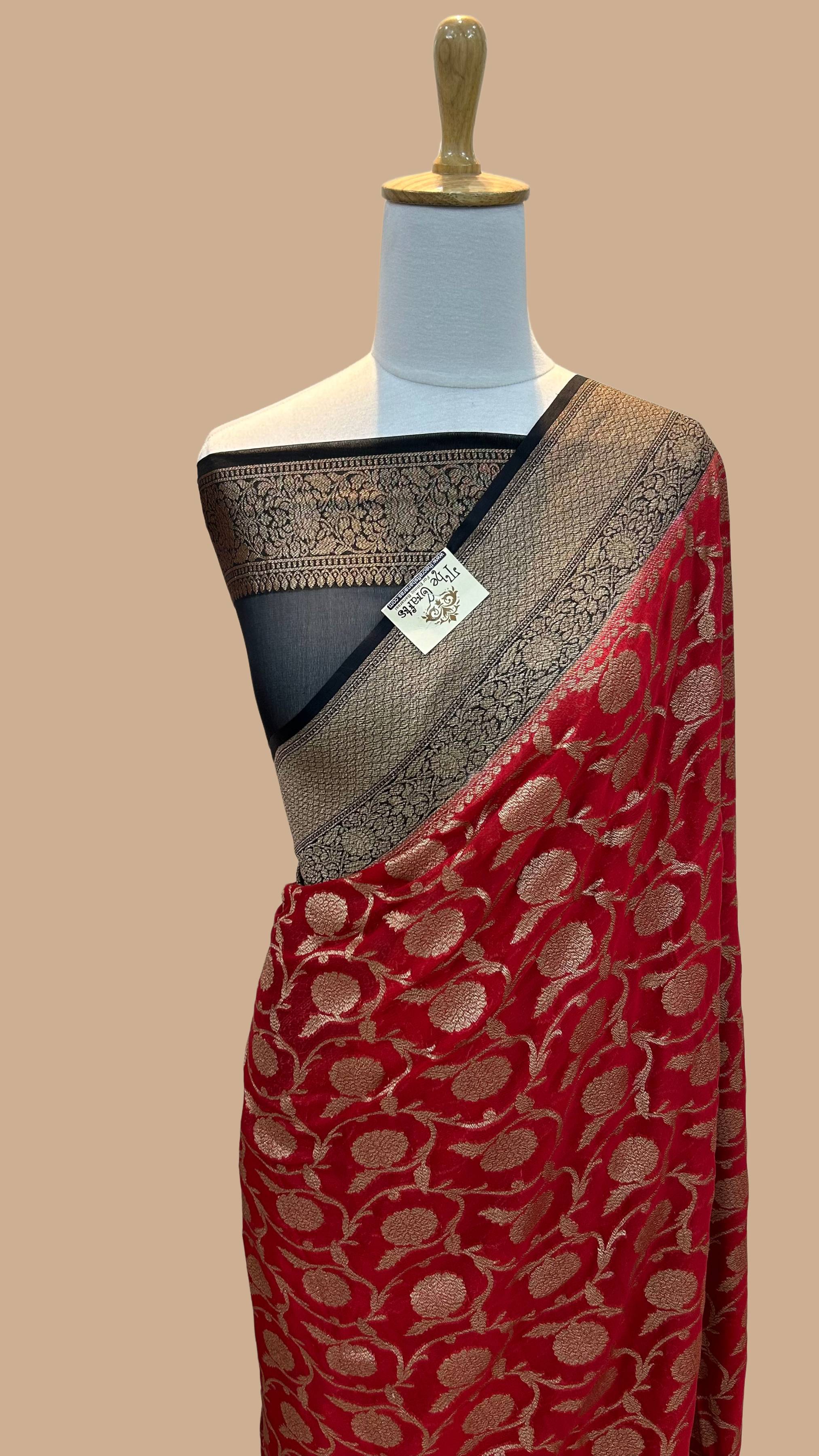 Khaddi Georgette Banarasi Saree - Antique Zari