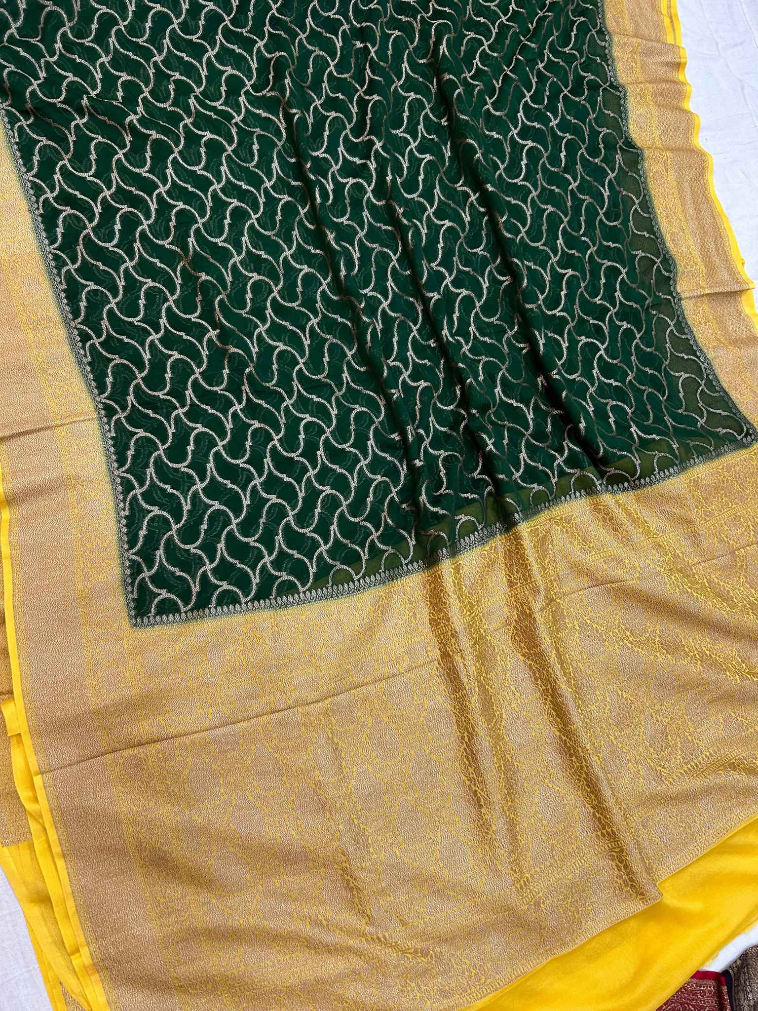 Khaddi Georgette Banarasi Saree - Antique Zari