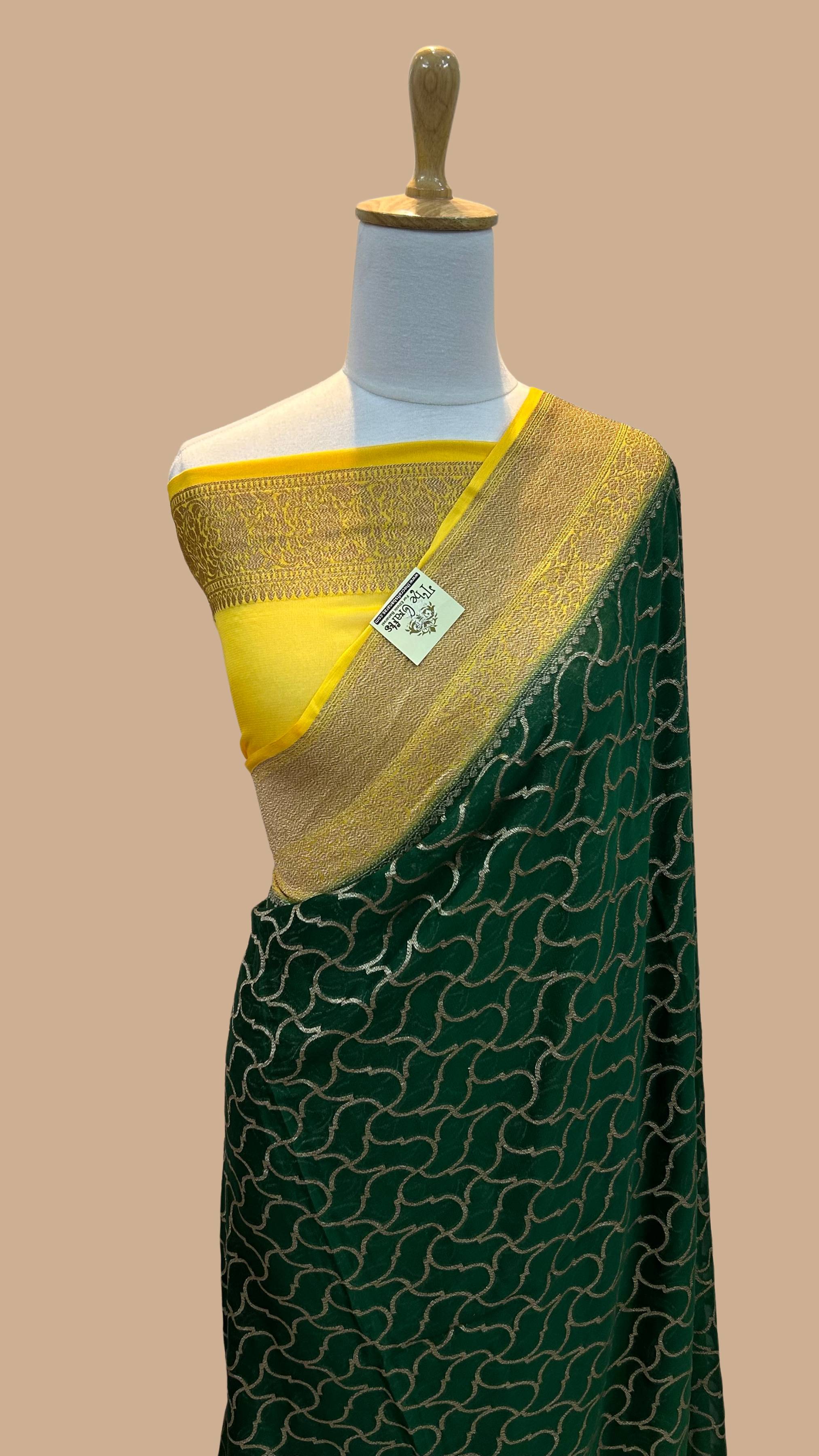 Khaddi Georgette Banarasi Saree - Antique Zari