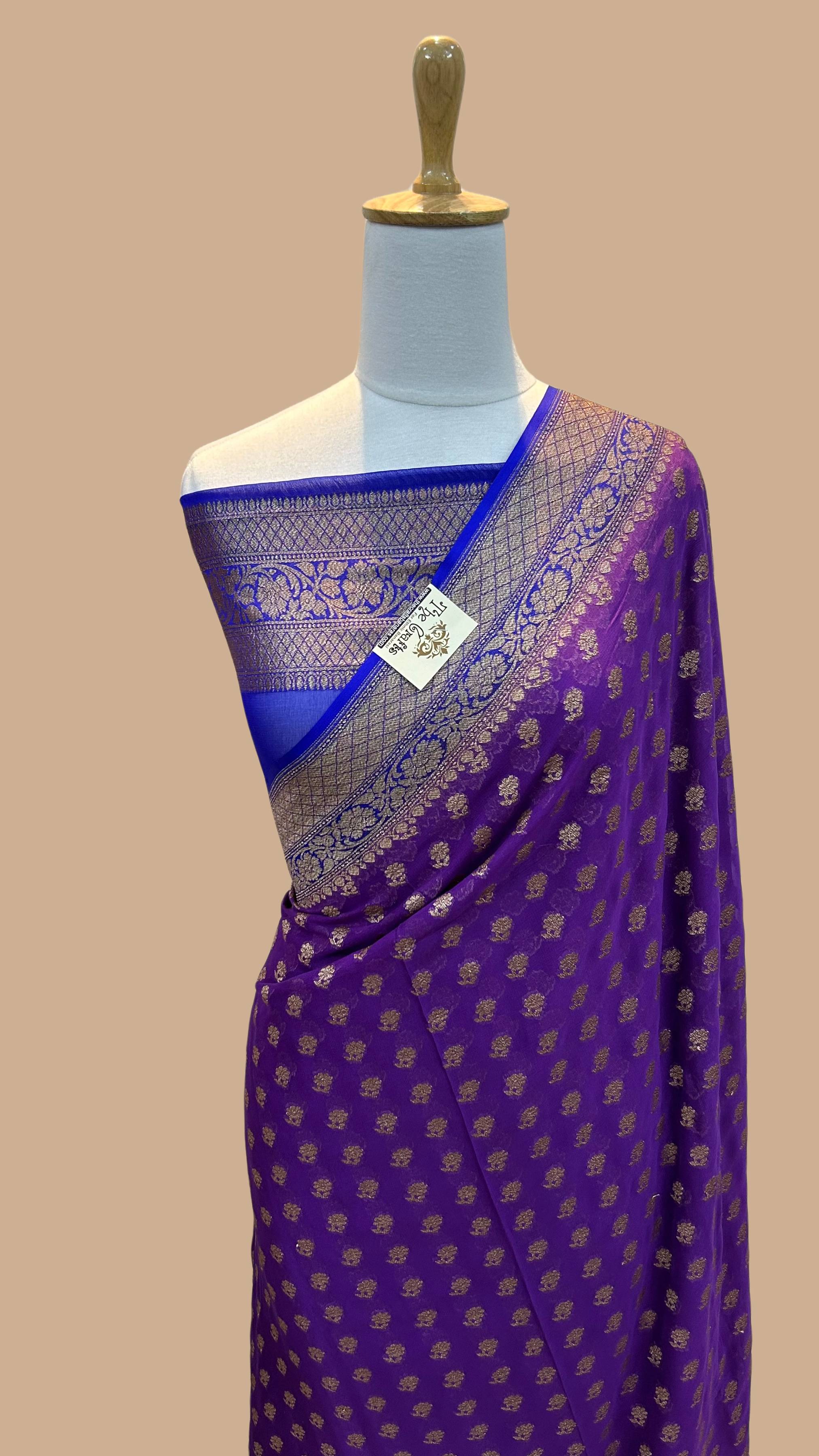 Khaddi Georgette Banarasi Saree - Antique Zari