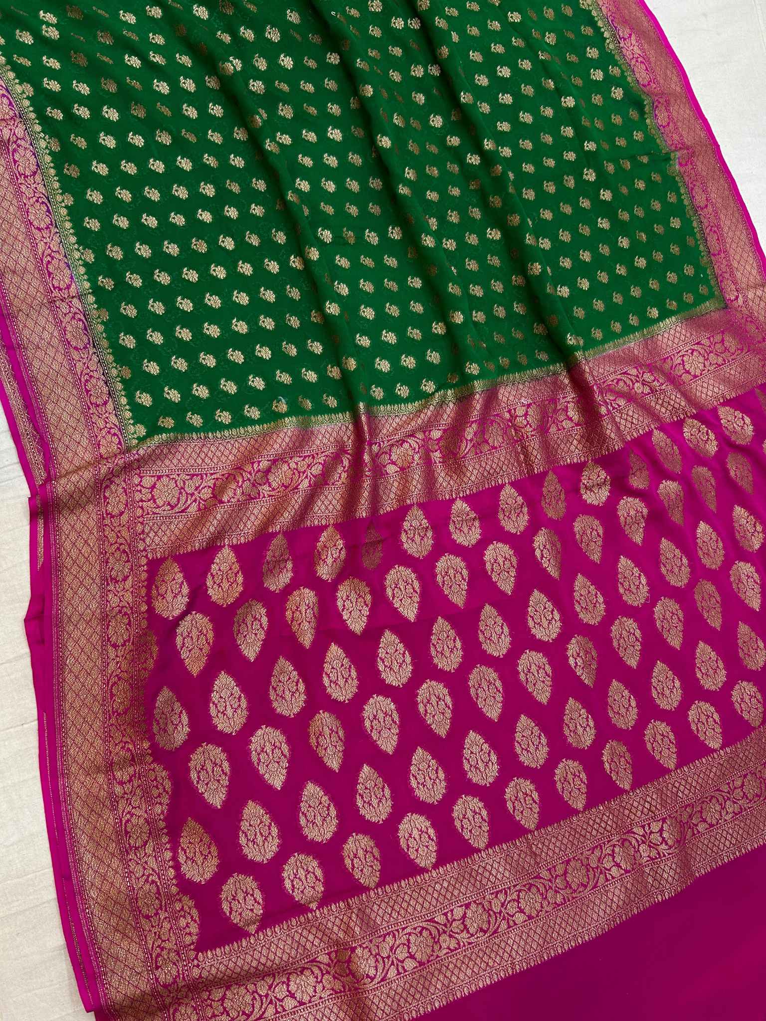 Khaddi Georgette Banarasi Saree - Antique Zari