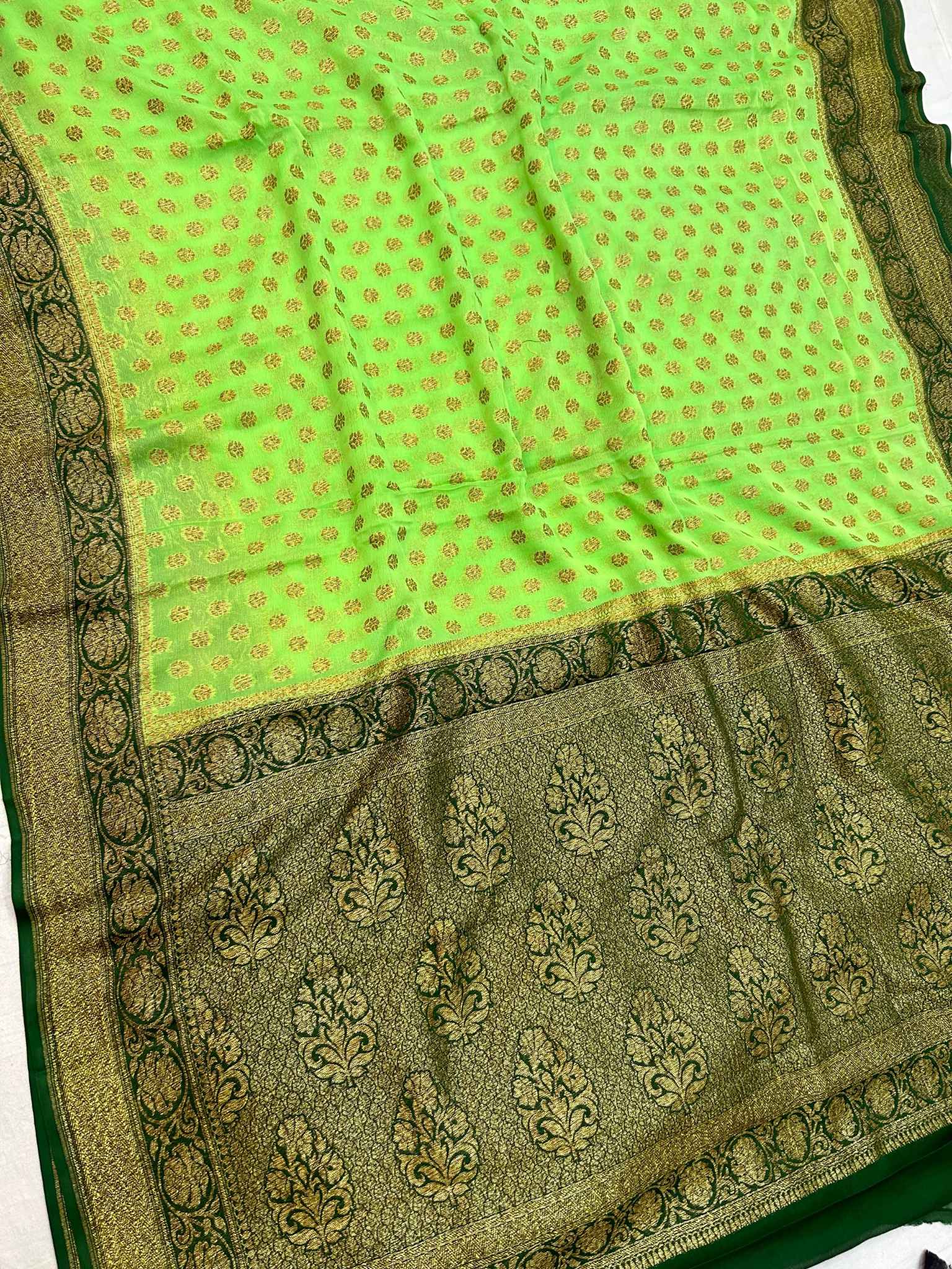 Khaddi Georgette Banarasi Saree - Antique Zari