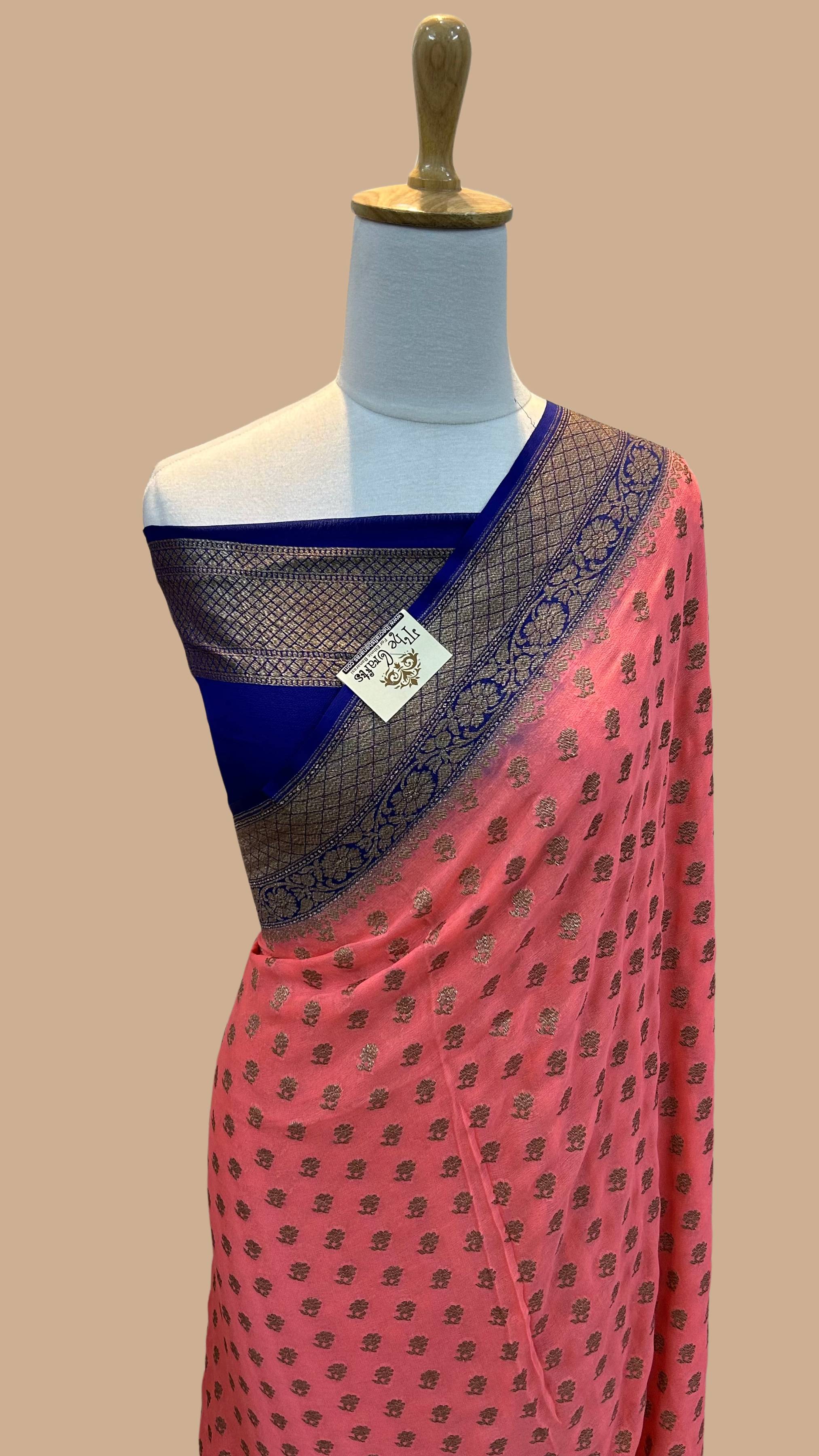 Khaddi Georgette Banarasi Saree - Antique Zari