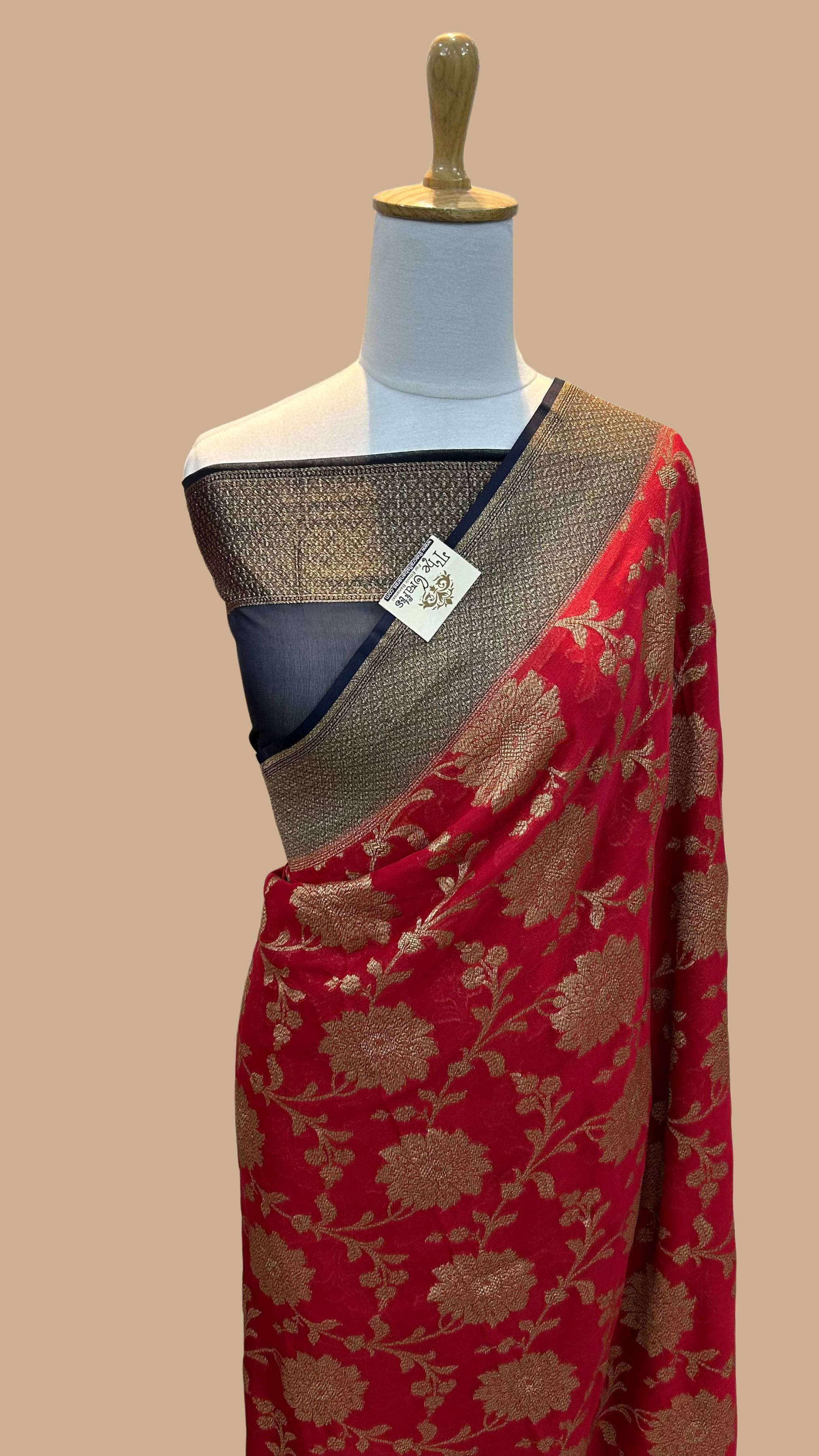 Khaddi Georgette Banarasi Saree - Antique Zari