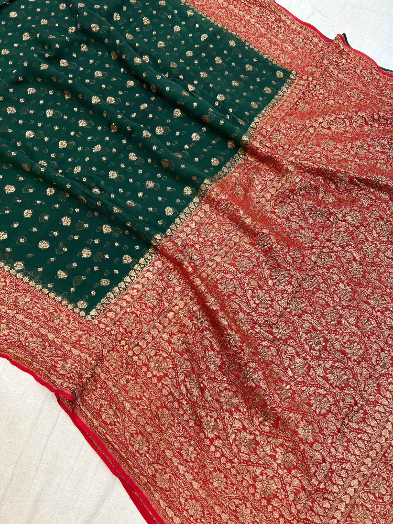 Khaddi Georgette Banarasi Saree - Antique Zari