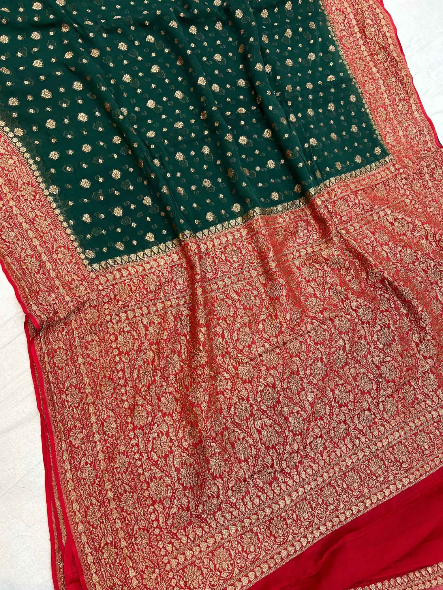 Khaddi Georgette Banarasi Saree - Antique Zari