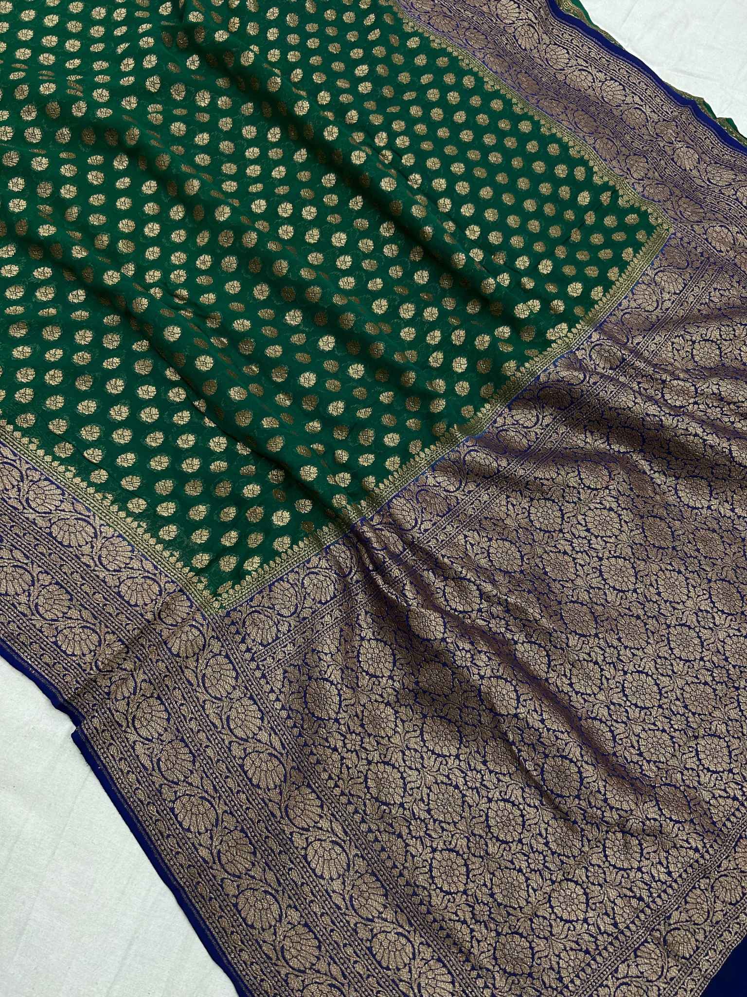 Khaddi Georgette Banarasi Saree - Antique Zari