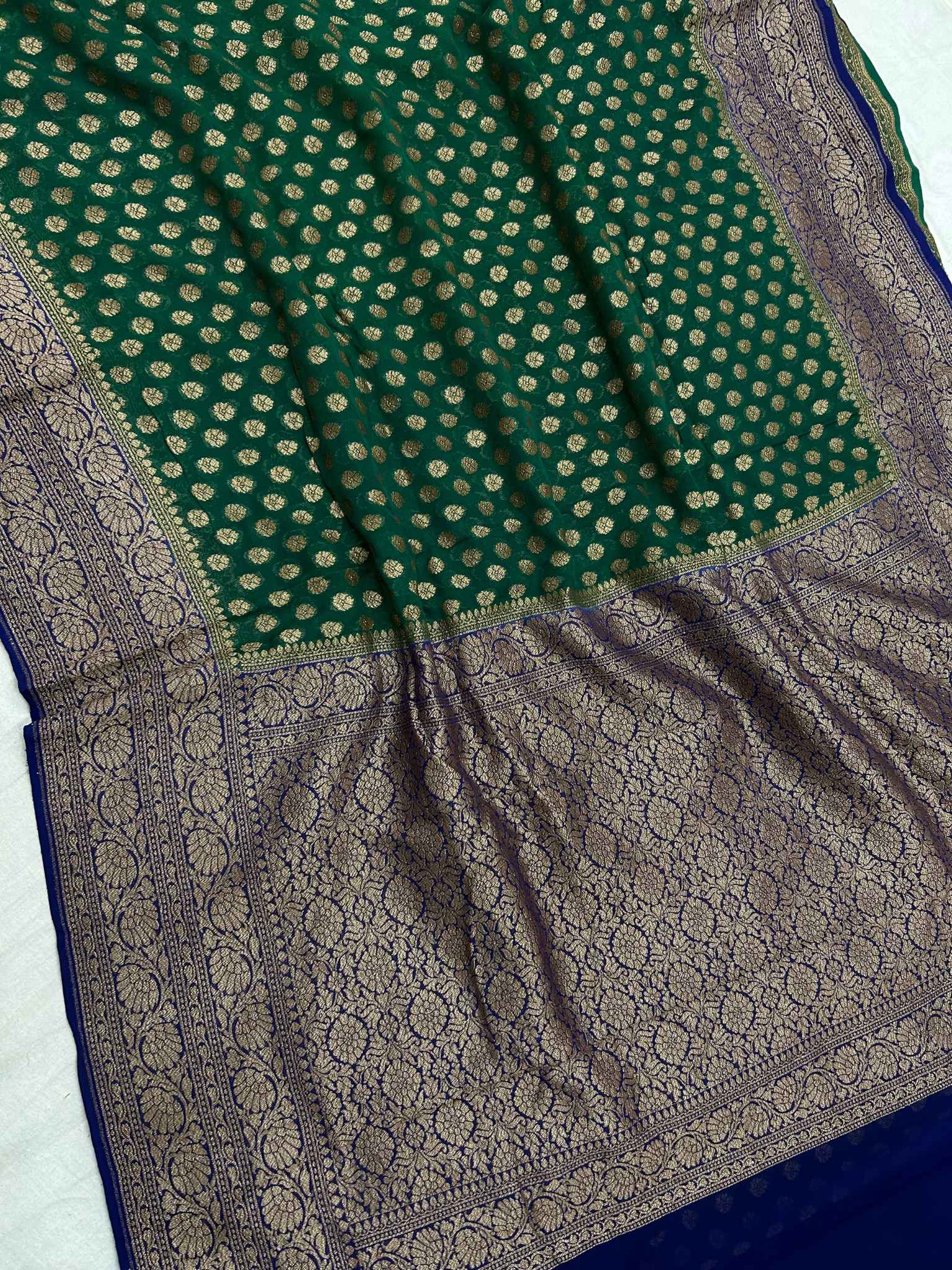 Khaddi Georgette Banarasi Saree - Antique Zari