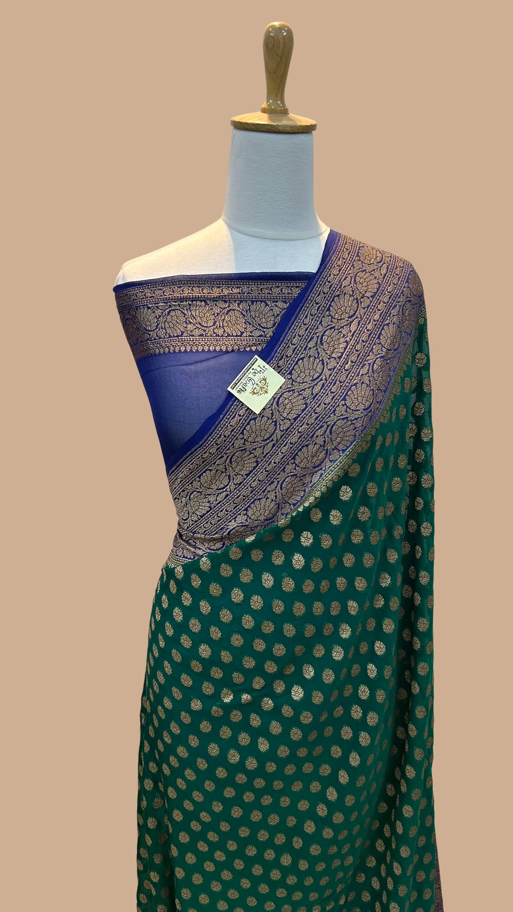 Khaddi Georgette Banarasi Saree - Antique Zari