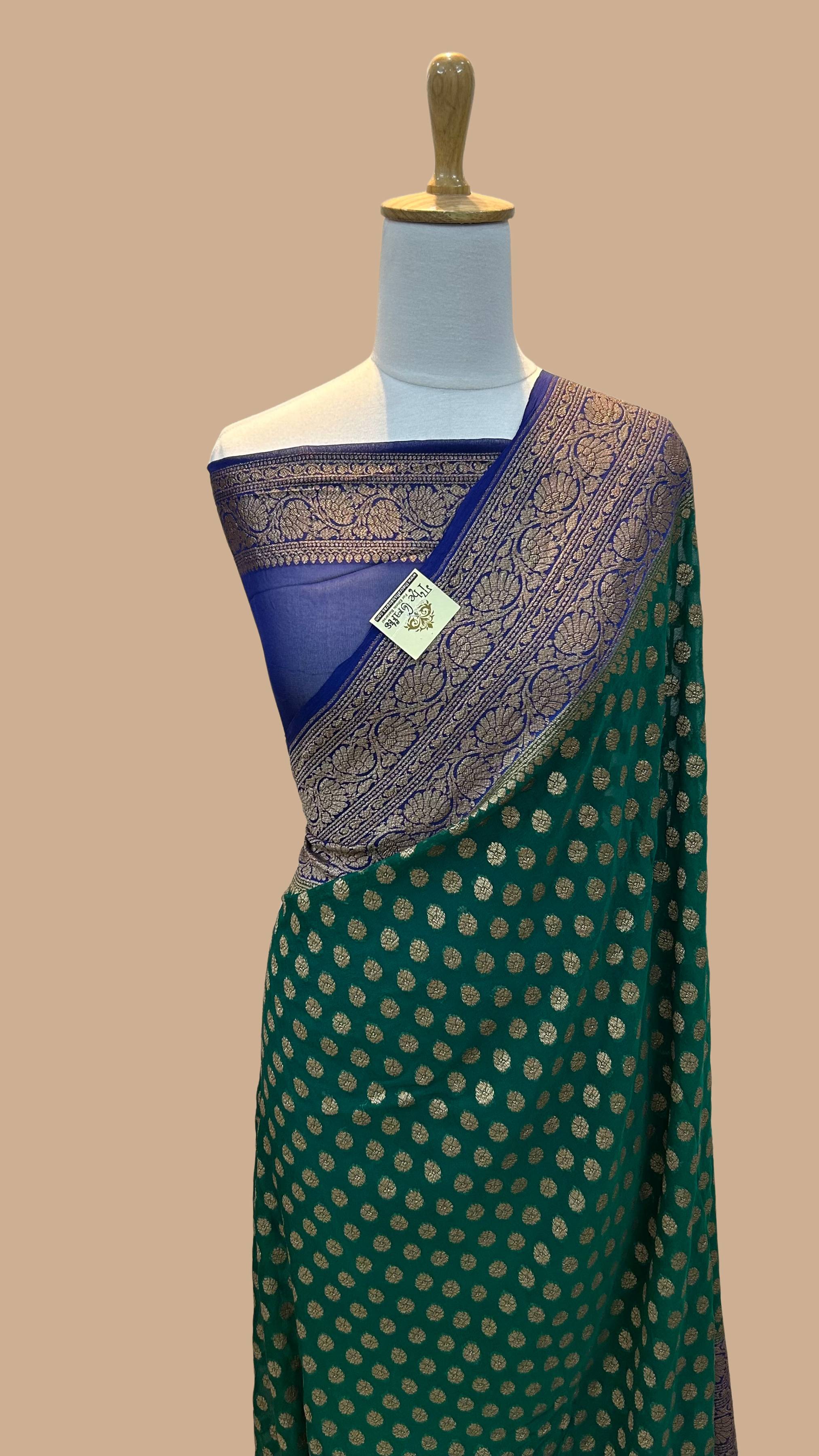 Khaddi Georgette Banarasi Saree - Antique Zari