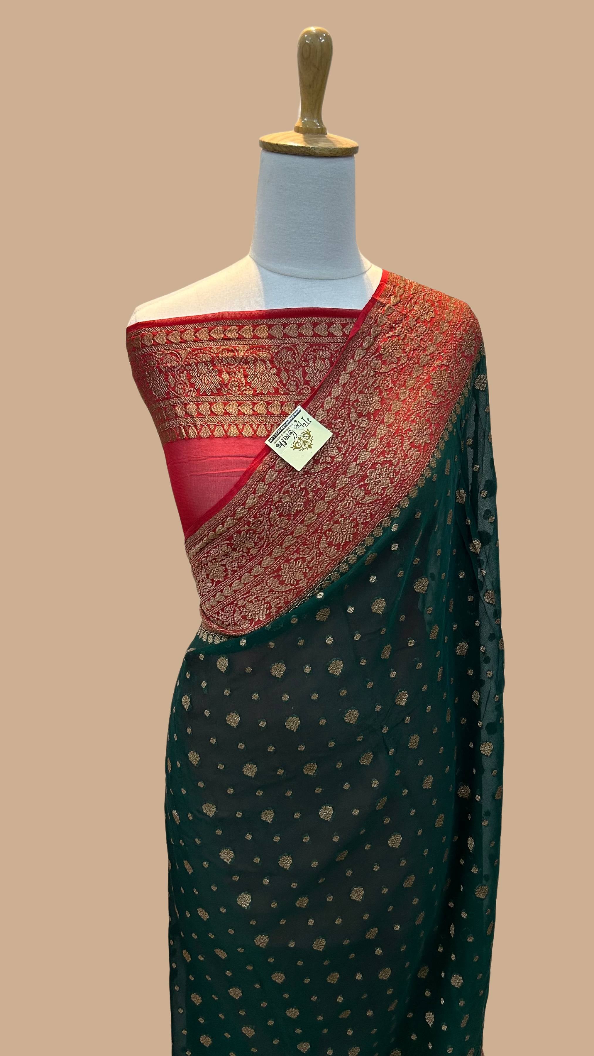 Khaddi Georgette Banarasi Saree - Antique Zari