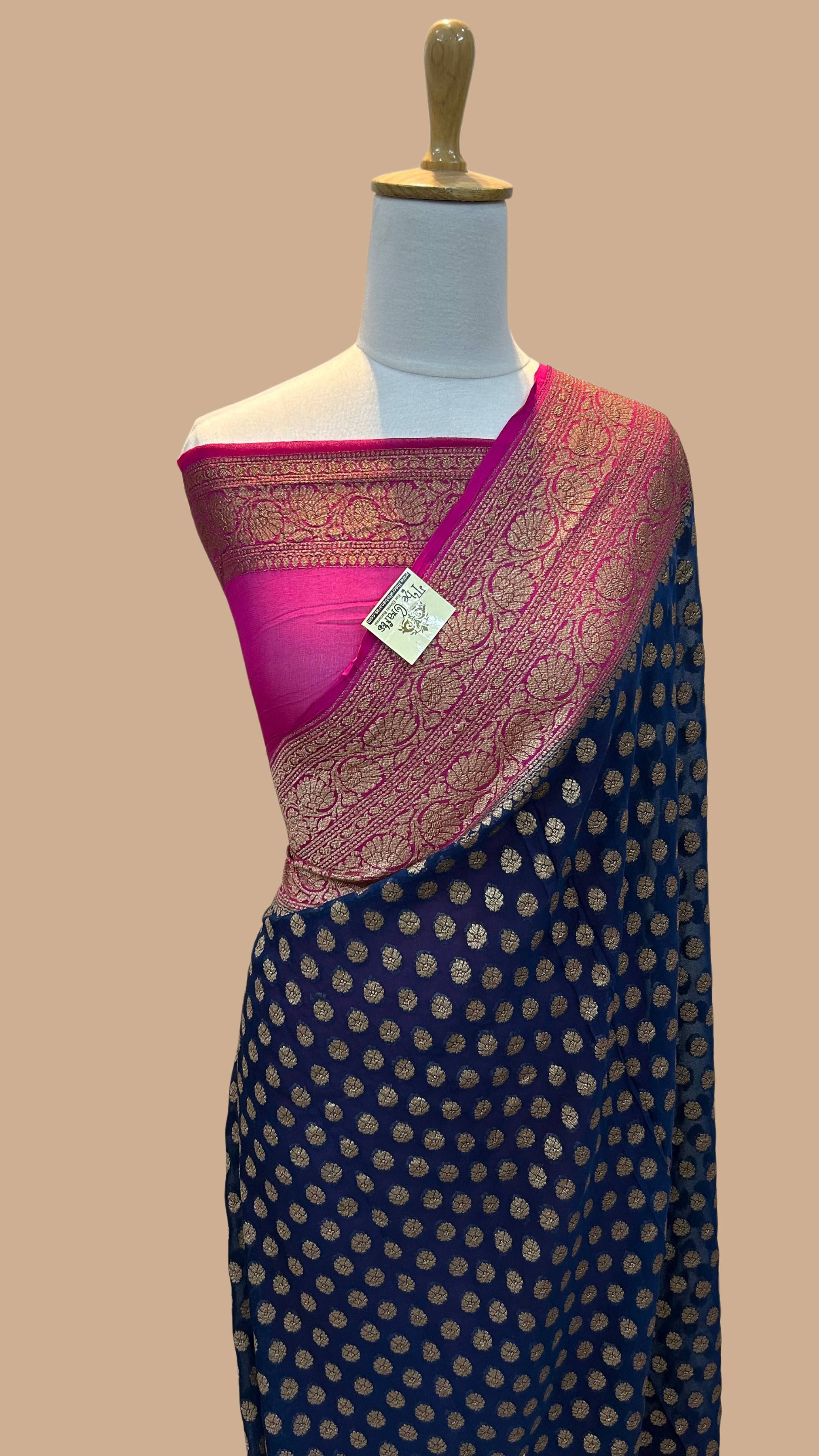 Khaddi Georgette Banarasi Saree - Antique Zari