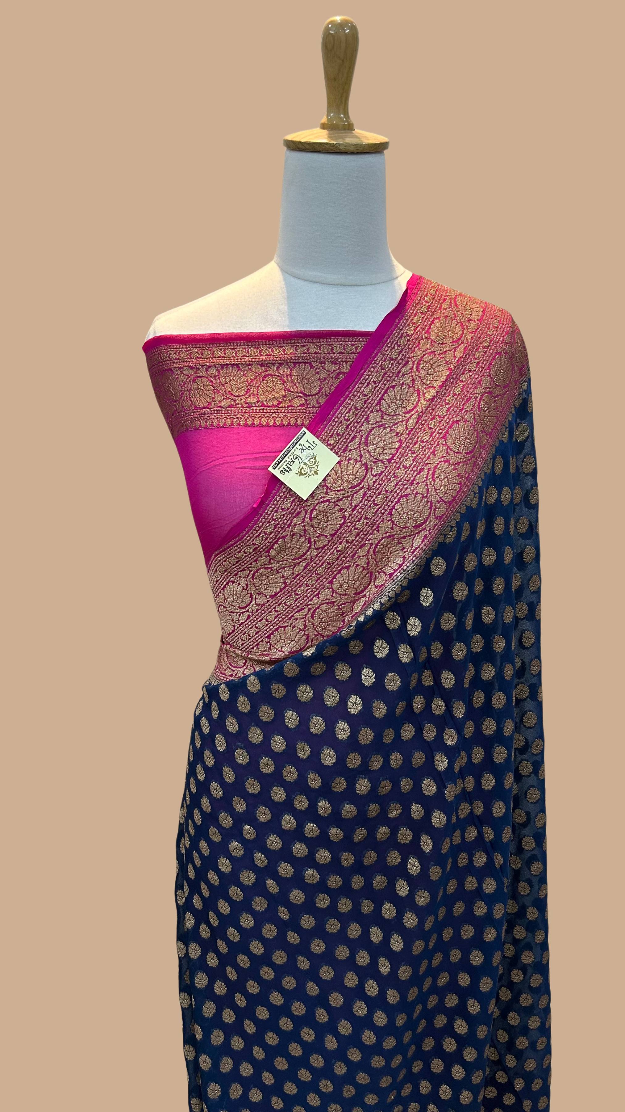 Khaddi Georgette Banarasi Saree - Antique Zari