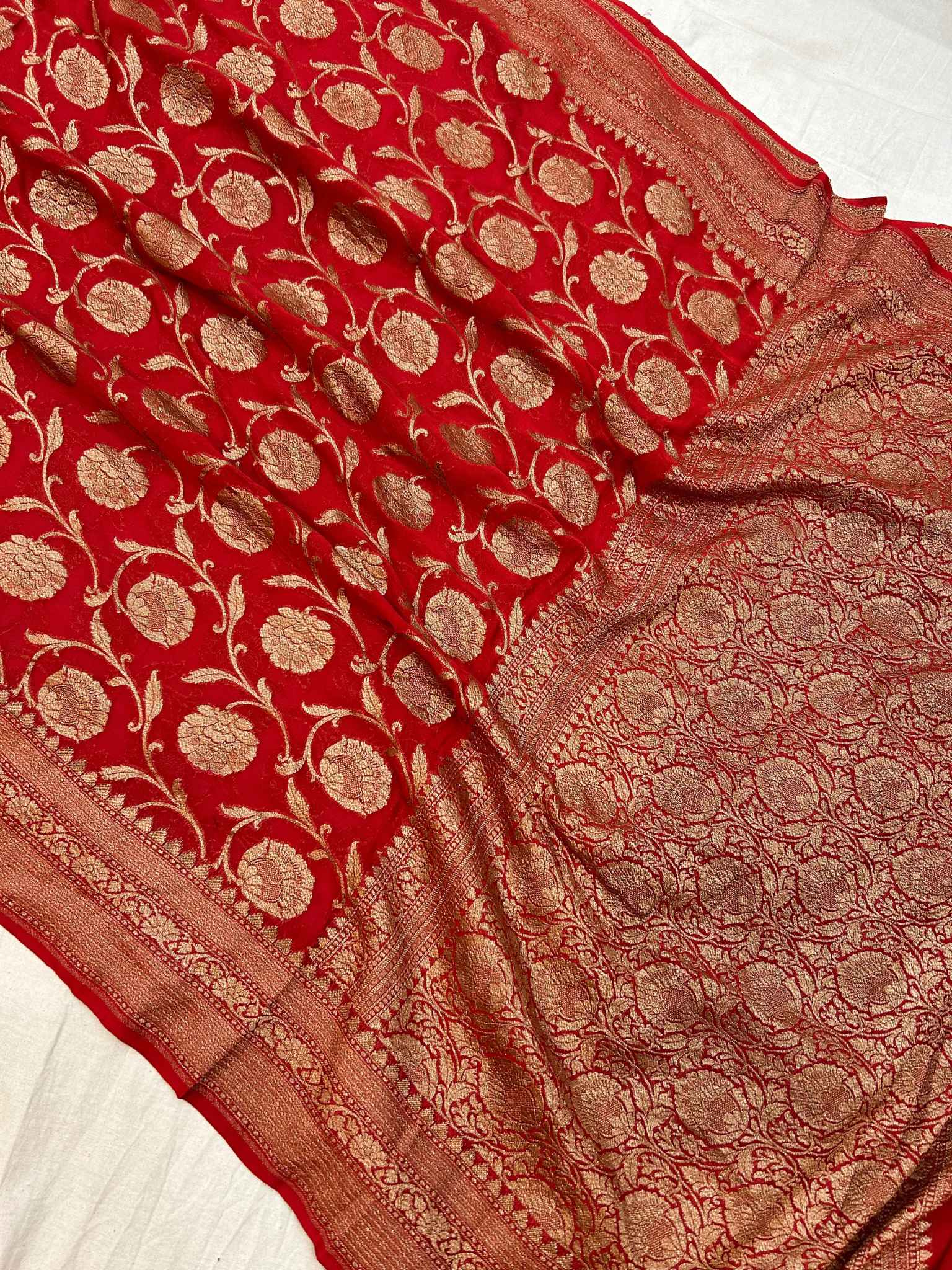 Khaddi Georgette Banarasi Saree - Antique Zari