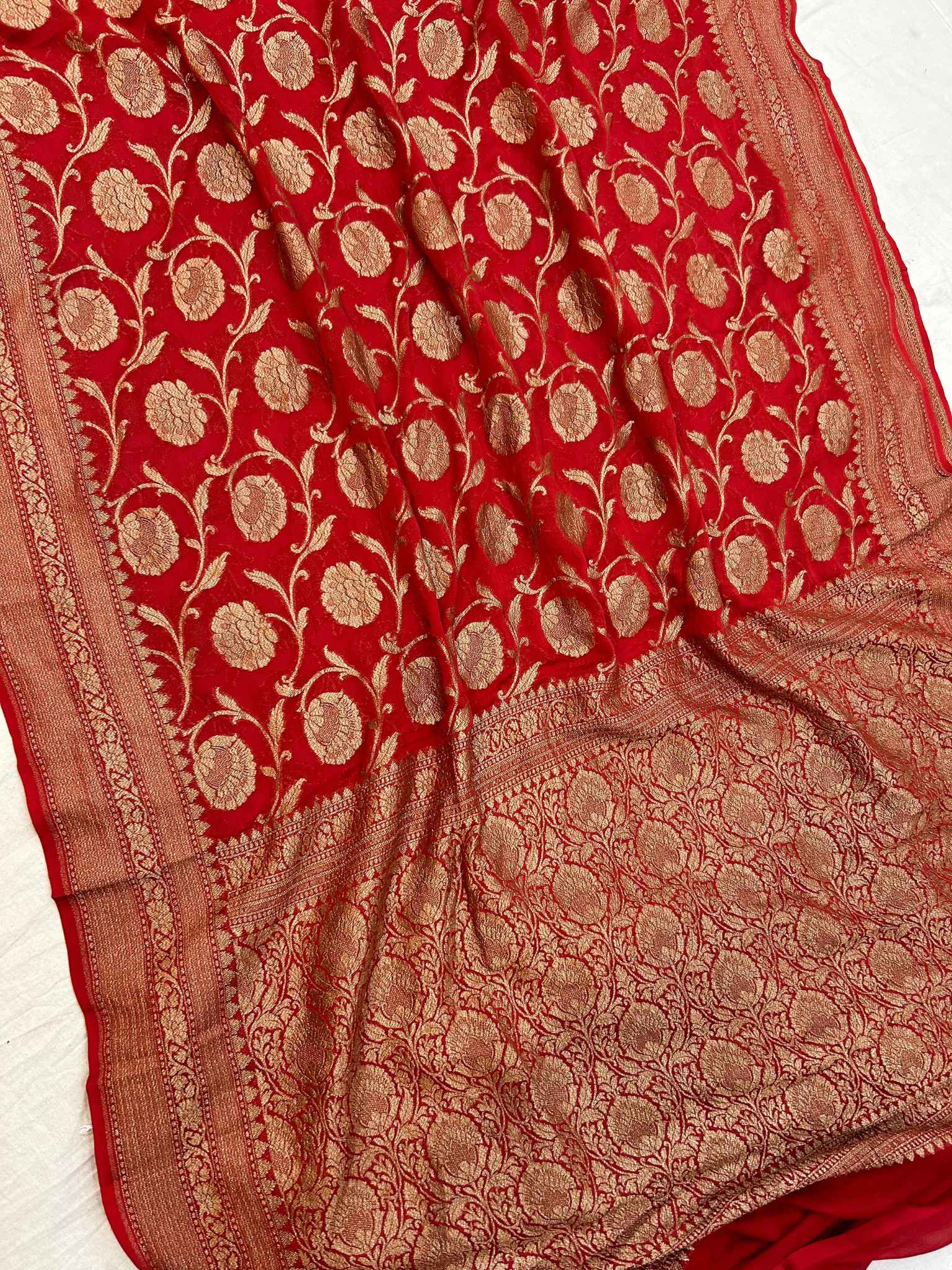 Khaddi Georgette Banarasi Saree - Antique Zari