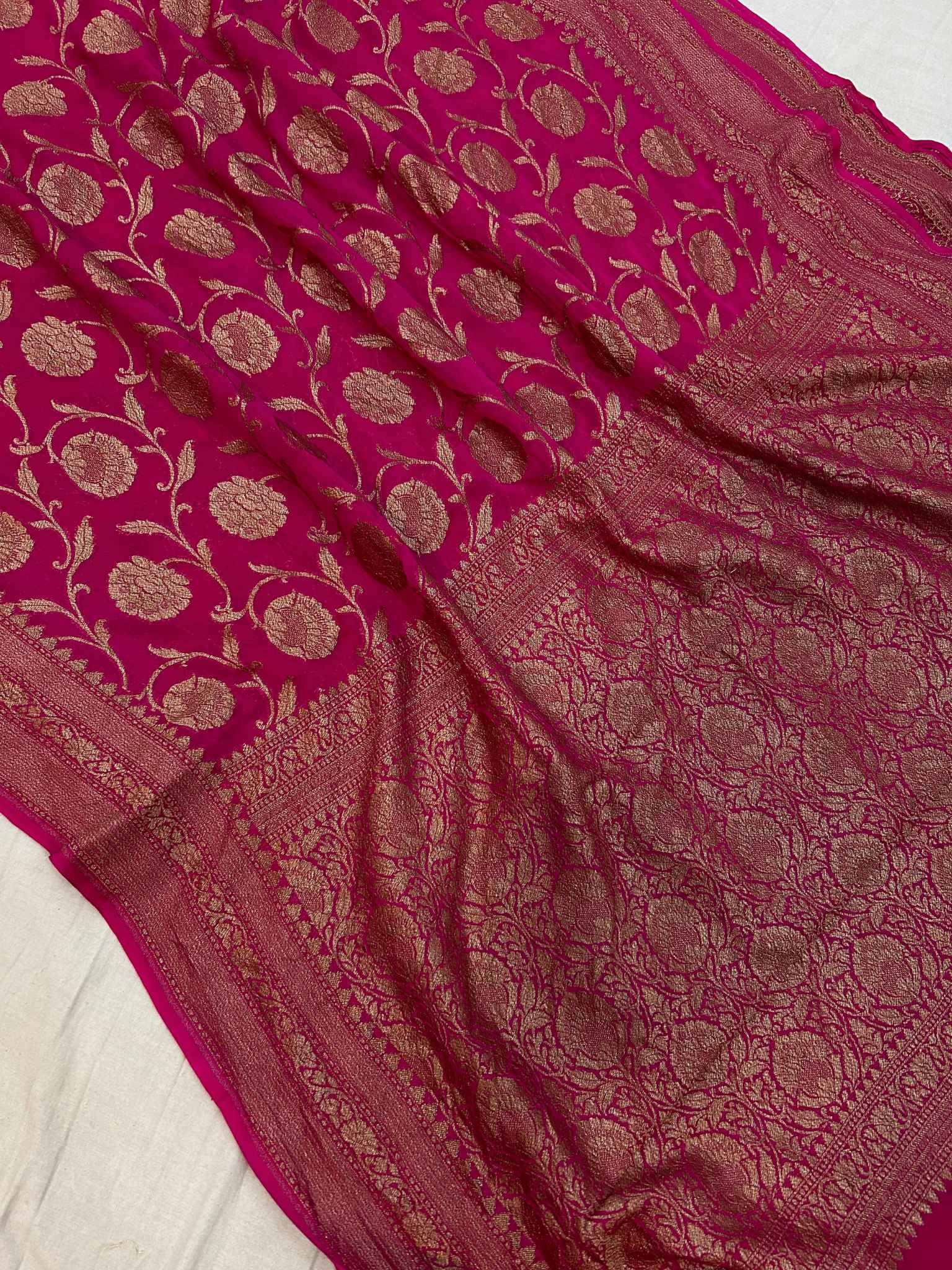 Khaddi Georgette Banarasi Saree - Antique Zari