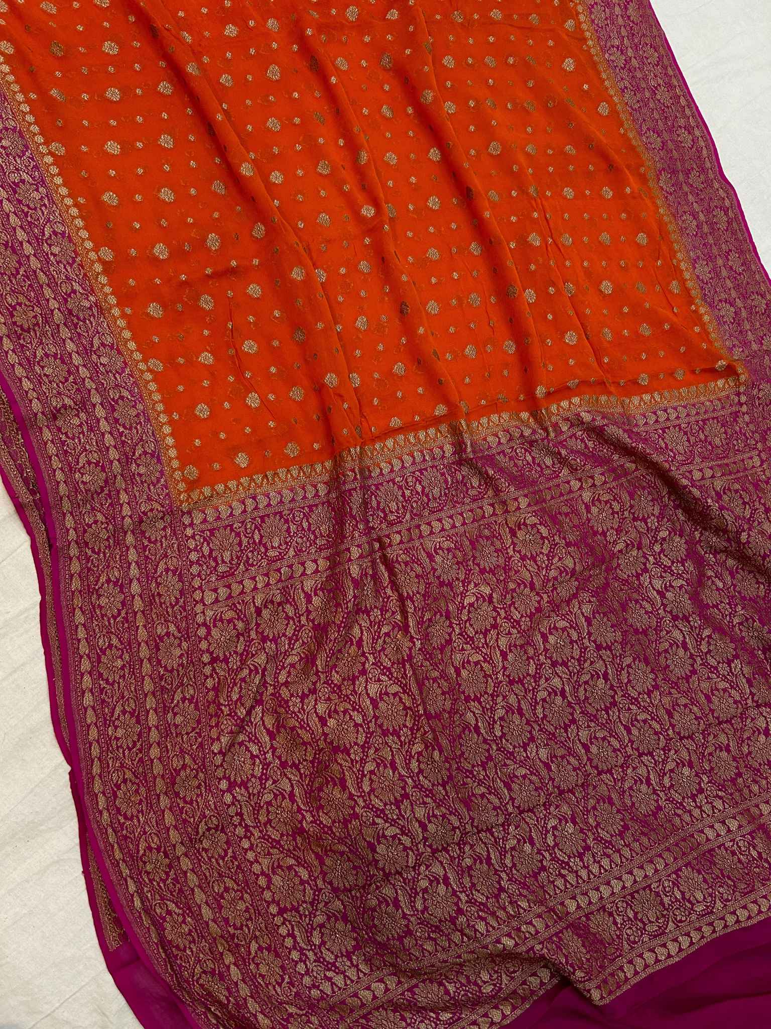 Khaddi Georgette Banarasi Saree - Antique Zari