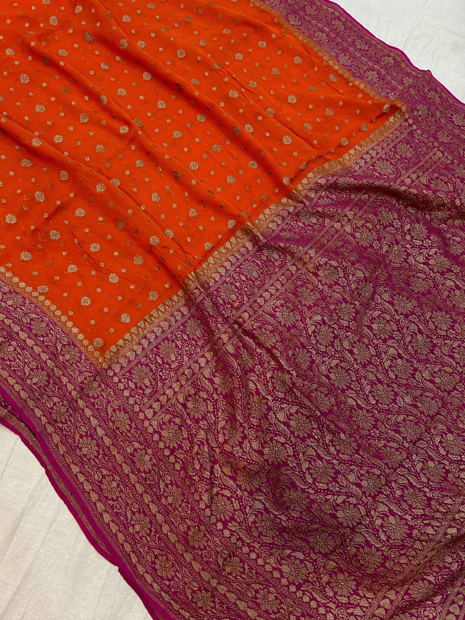 Khaddi Georgette Banarasi Saree - Antique Zari