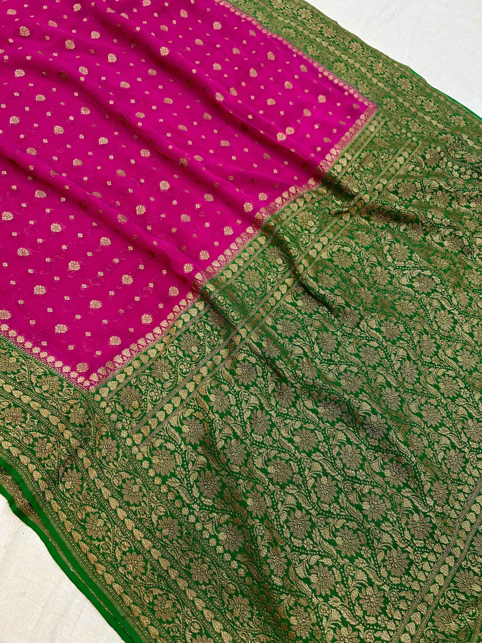 Khaddi Georgette Banarasi Saree - Antique Zari