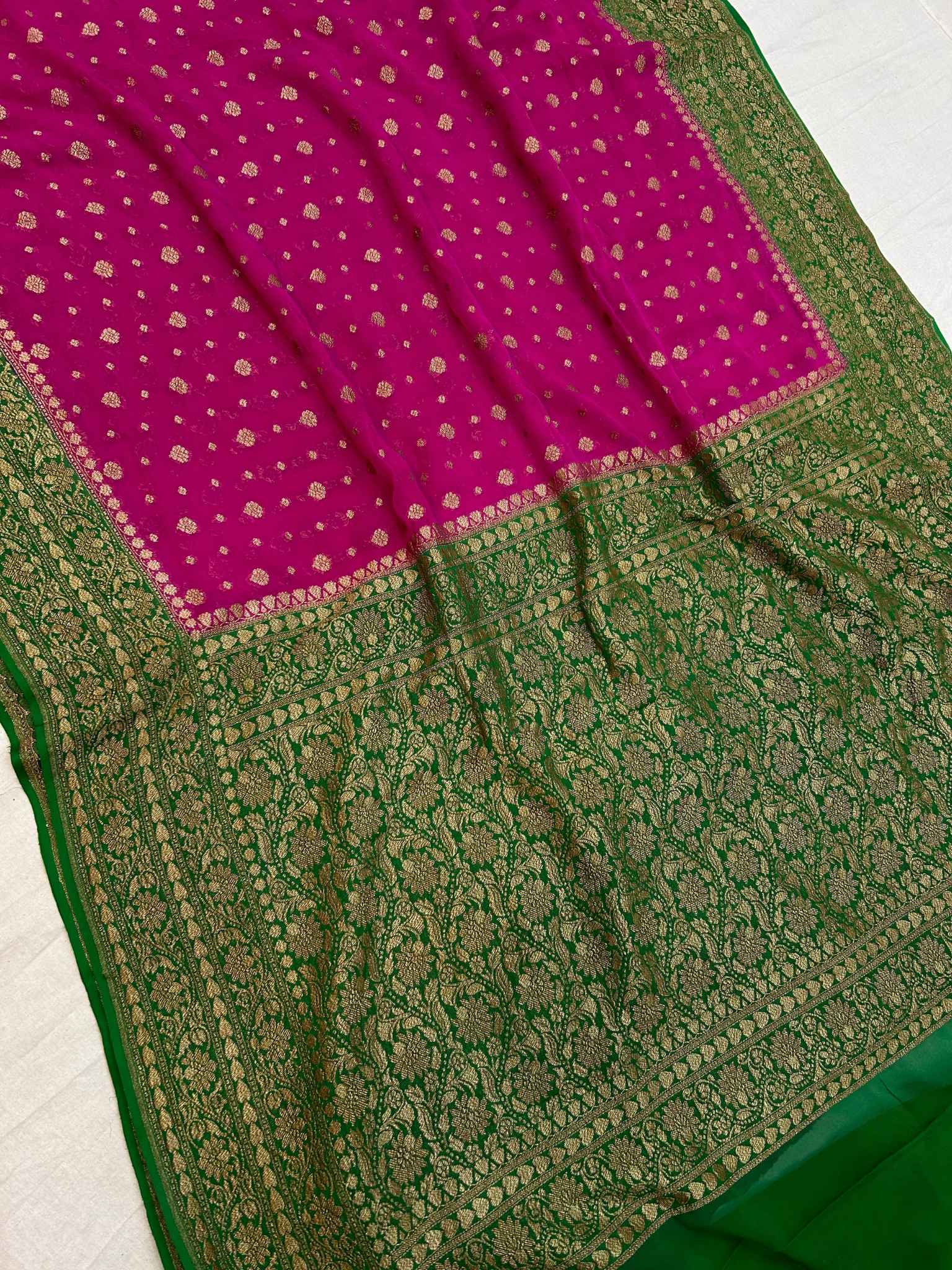 Khaddi Georgette Banarasi Saree - Antique Zari