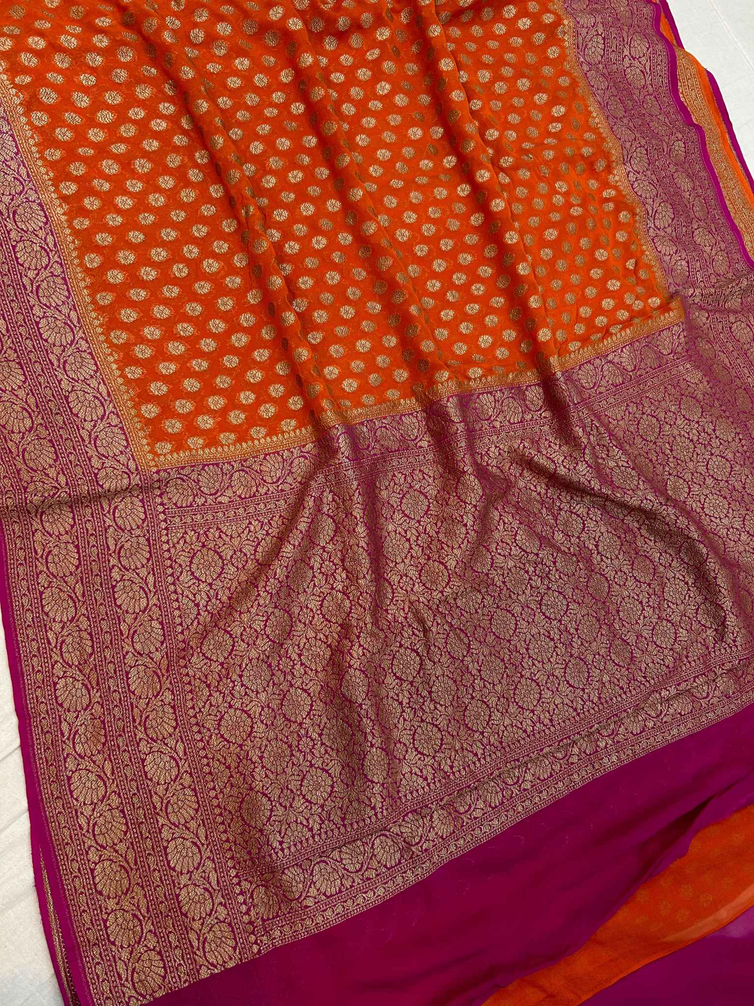 Khaddi Georgette Banarasi Saree - Antique Zari